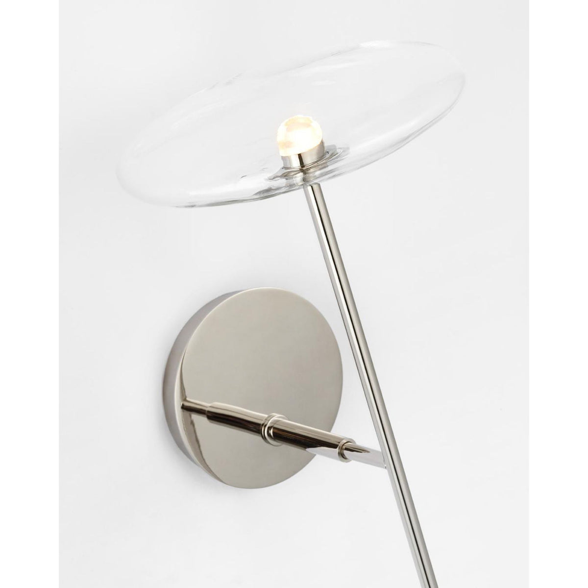 Ian K. Fowler Calvino Large Tail Sconce in Polished Nickel with Clear Glass W7.5" x H24" x E9"