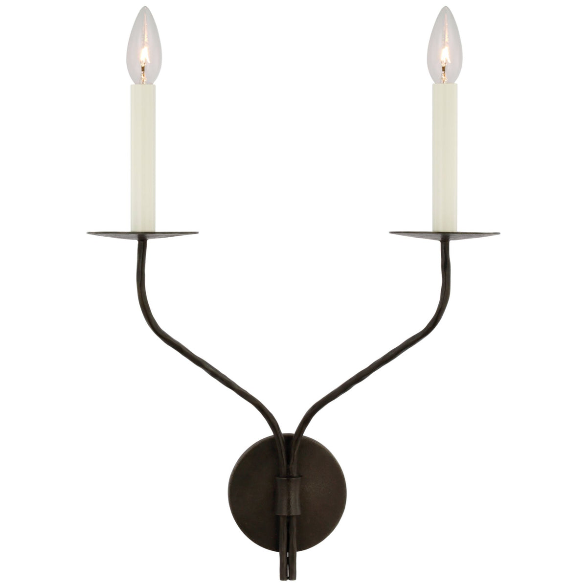 Ian K. Fowler Belfair Large Double Sconce in Aged Iron W14.5" x H18.5" x E8"