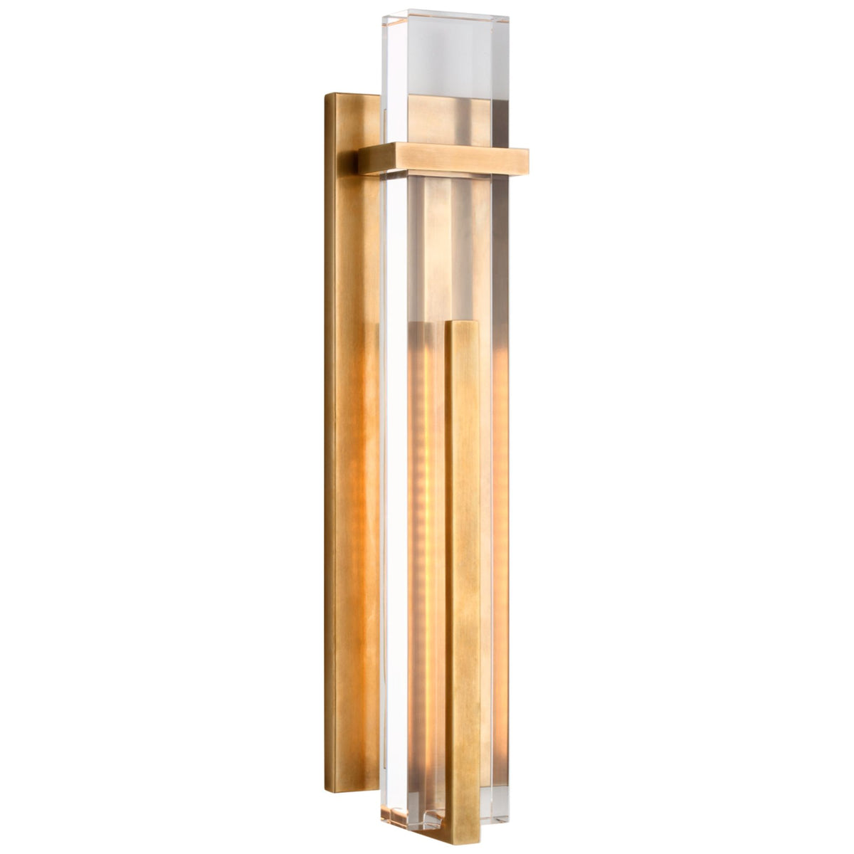 Ian K. Fowler Malik Large Sconce in Hand-Rubbed Antique Brass with Crystal W4.5" x H19.25" x E3"