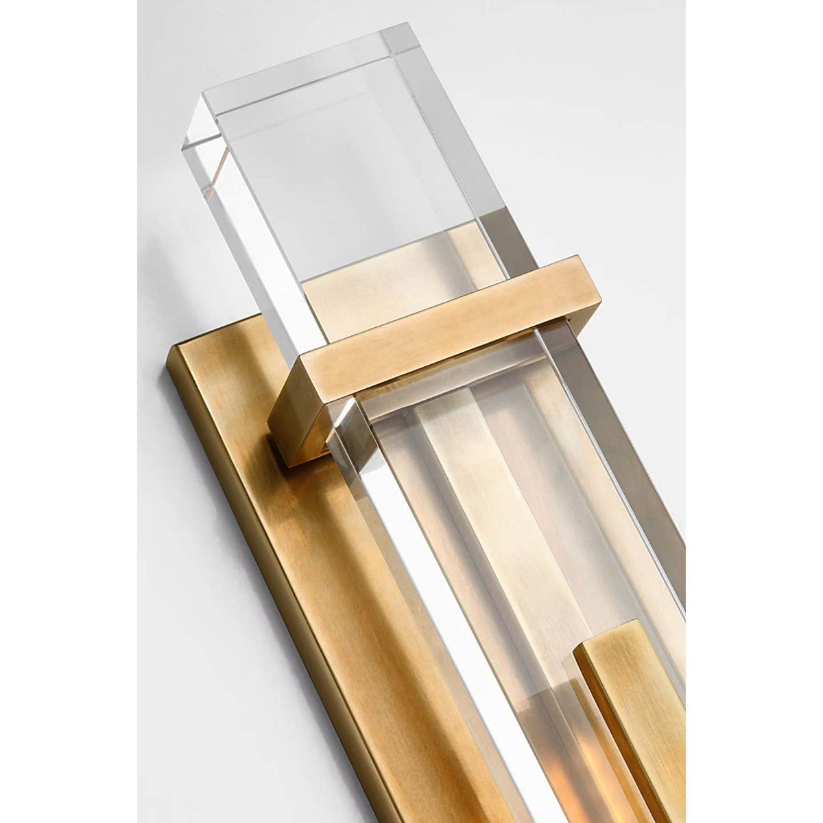 Ian K. Fowler Malik Large Sconce in Hand-Rubbed Antique Brass with Crystal W4.5" x H19.25" x E3"