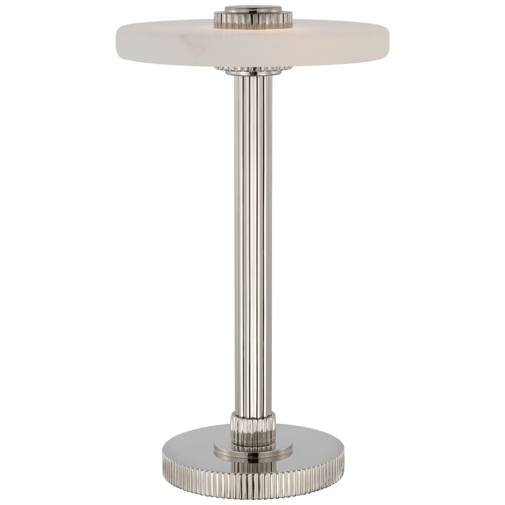 Visual Comfort Aran 9" Rechargeable Accent Lamp in Polished Nickel and Alabaster Table Lamp W5" x H8.75"