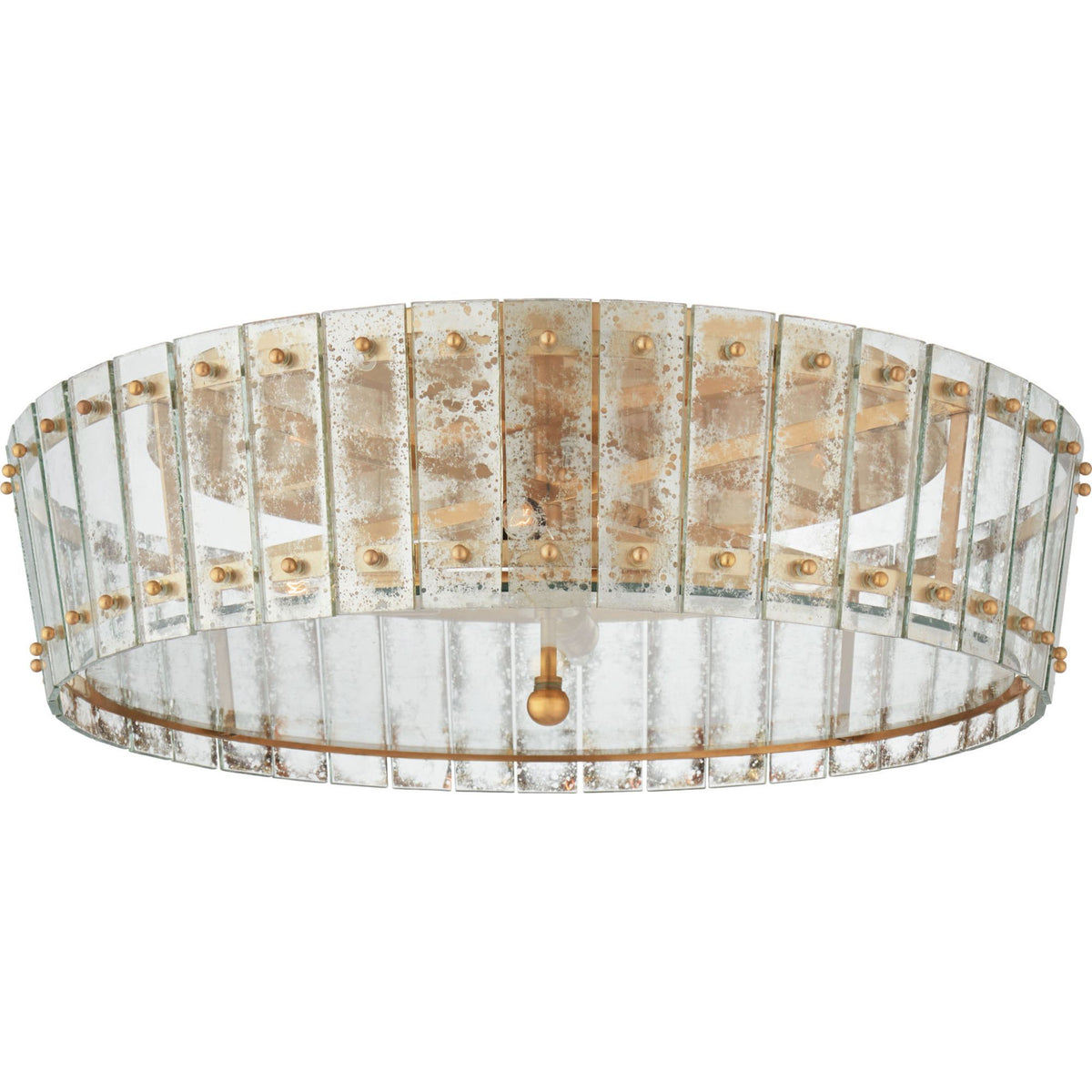 Carrier and Company Cadence Large Single-Tier Flush Mount in Hand-Rubbed Antique Brass with Antique Mirror W24" x H7.25"