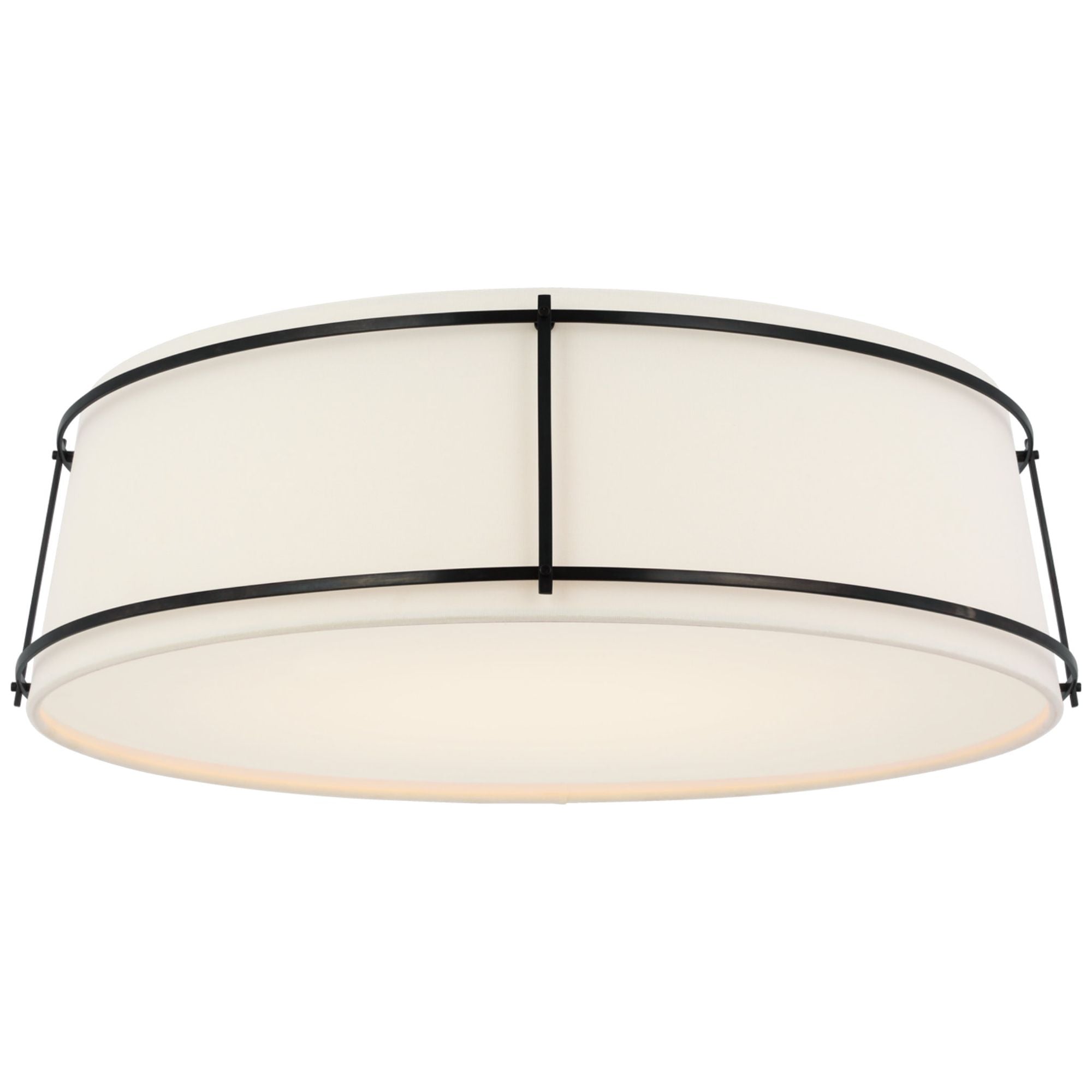Carrier and Company Callaway 22" Flush Mount in Bronze with Linen Shade and Frosted Acrylic Ceiling Light W22.25" x H7"