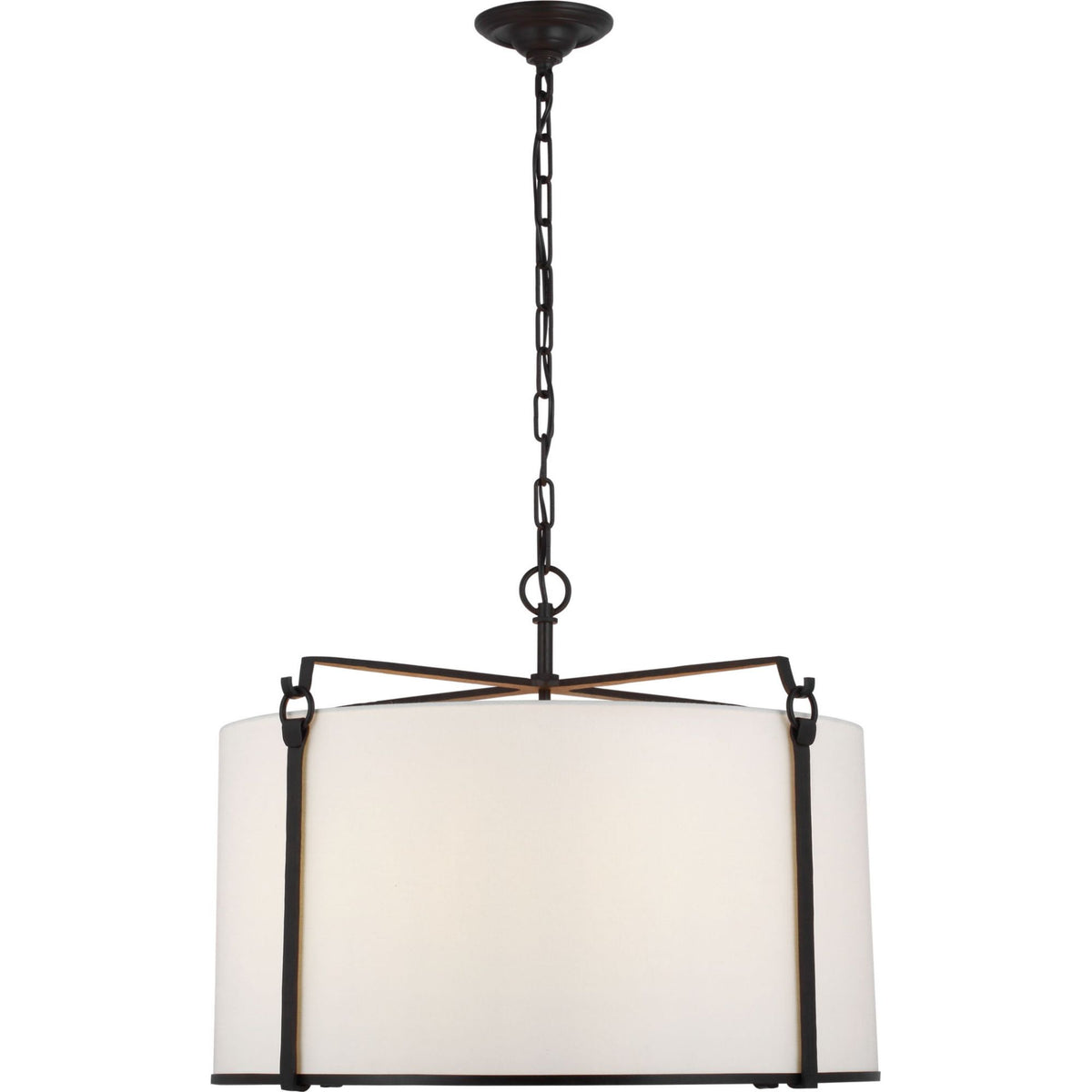 Ian K. Fowler Aspen Large Hanging Shade in Blackened Rust with Linen Shade W26" x H22"