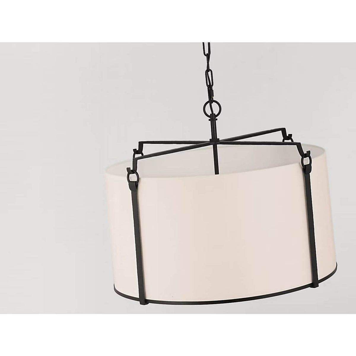 Ian K. Fowler Aspen Large Hanging Shade in Blackened Rust with Linen Shade W26" x H22"