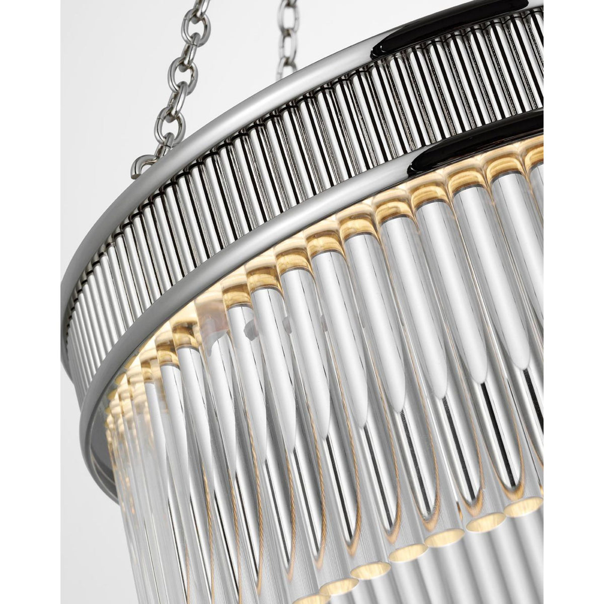Marie Flanigan Menil Medium Chandelier in Polished Nickel with Crystal Rods W15.25" x H20.5"