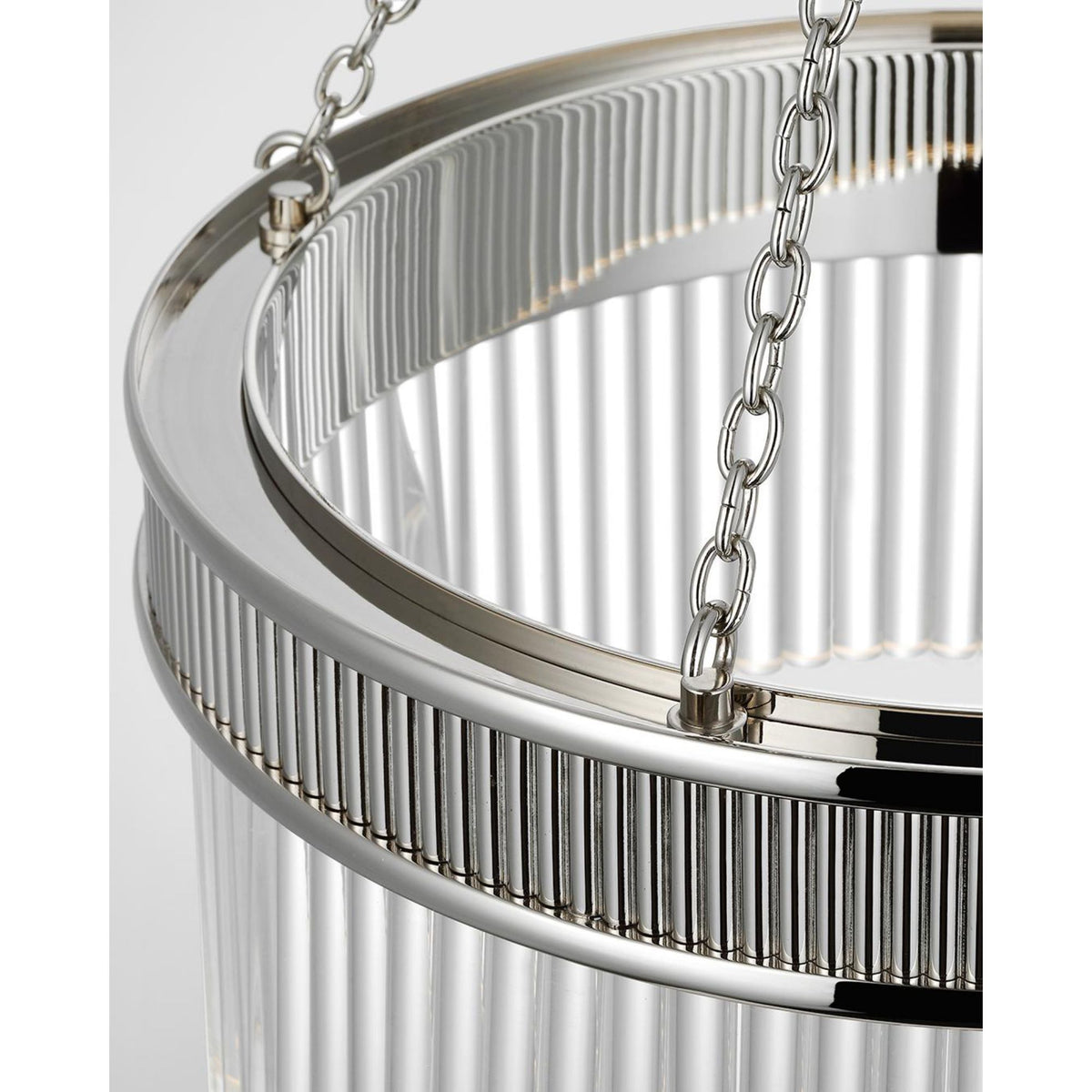 Marie Flanigan Menil Medium Chandelier in Polished Nickel with Crystal Rods W15.25" x H20.5"