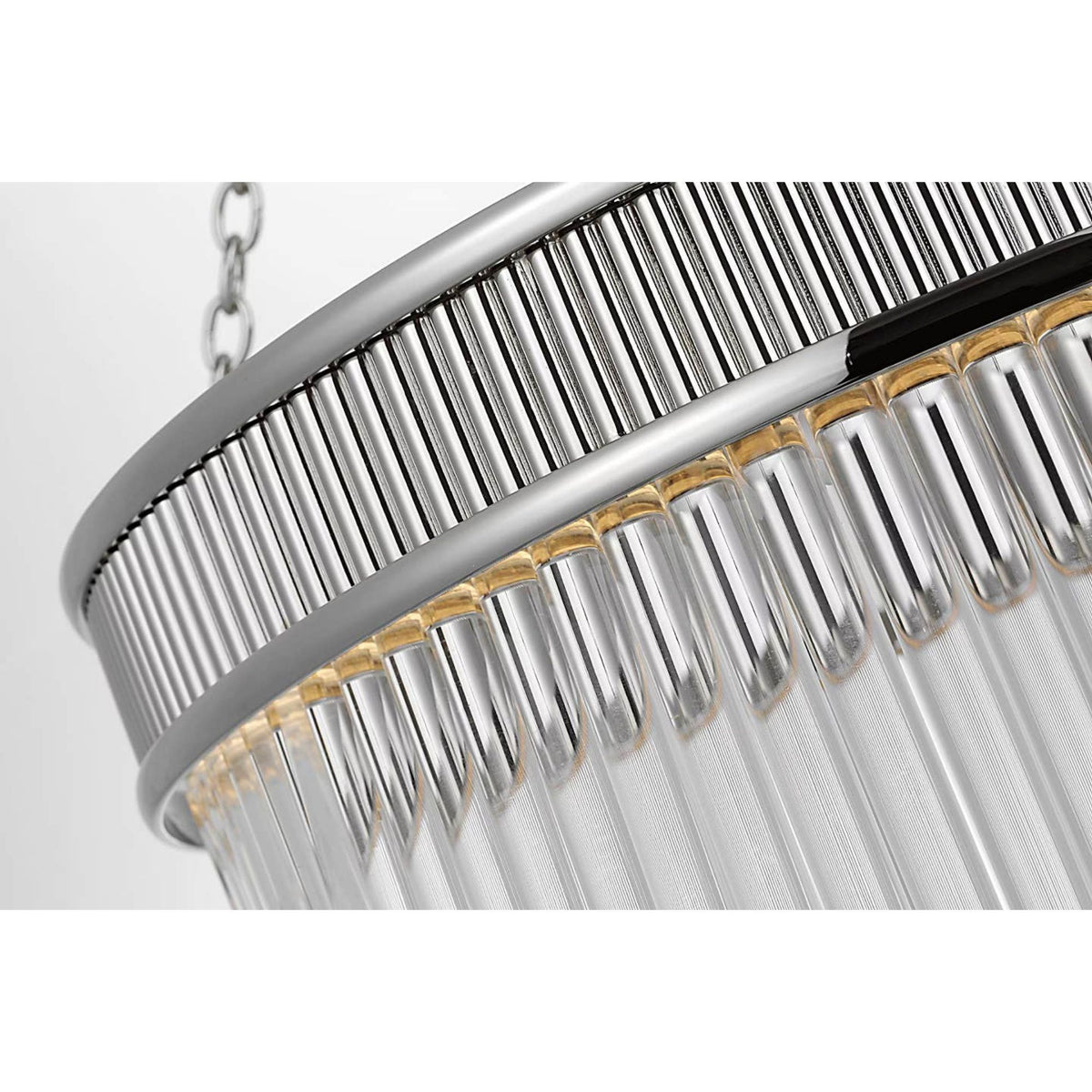 Marie Flanigan Menil Medium Chandelier in Polished Nickel with Crystal Rods W15.25" x H20.5"