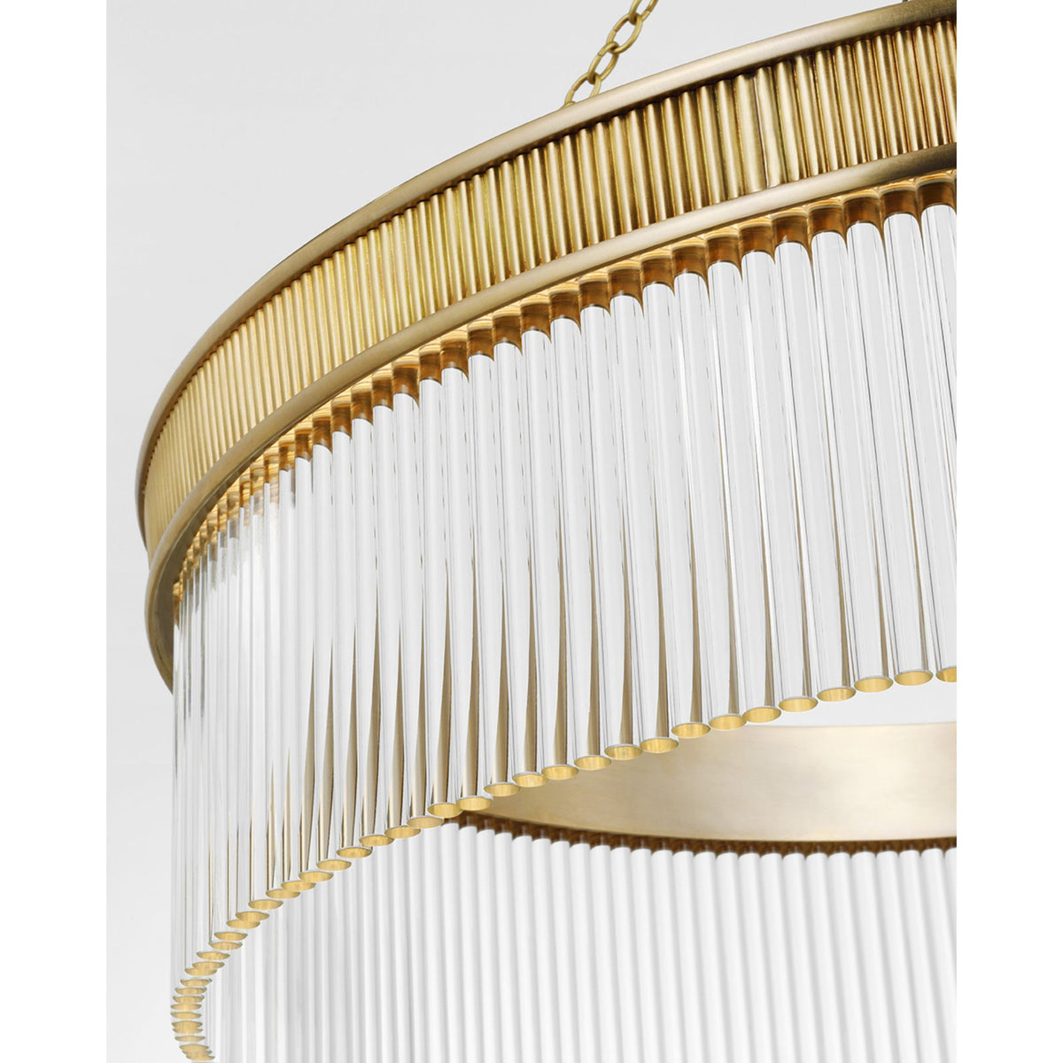 Marie Flanigan Menil Large Chandelier in Soft Brass with Crystal Rods W34.25" x H29"