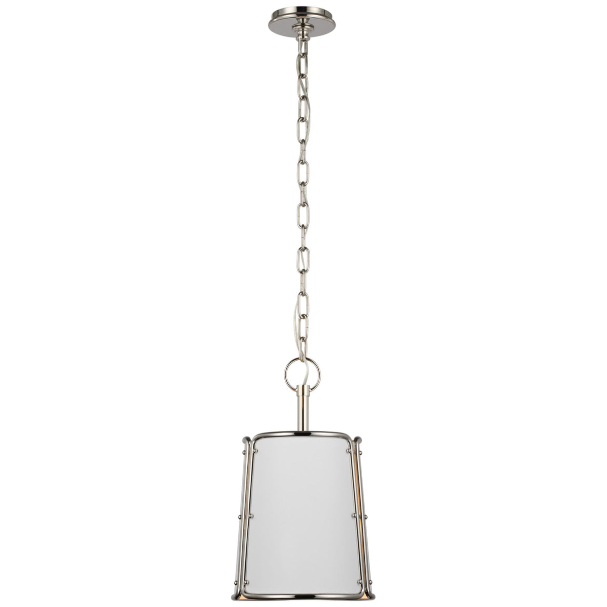Carrier and Company Hastings Small Pendant in Polished Nickel with White Shade W11.5" x H18"
