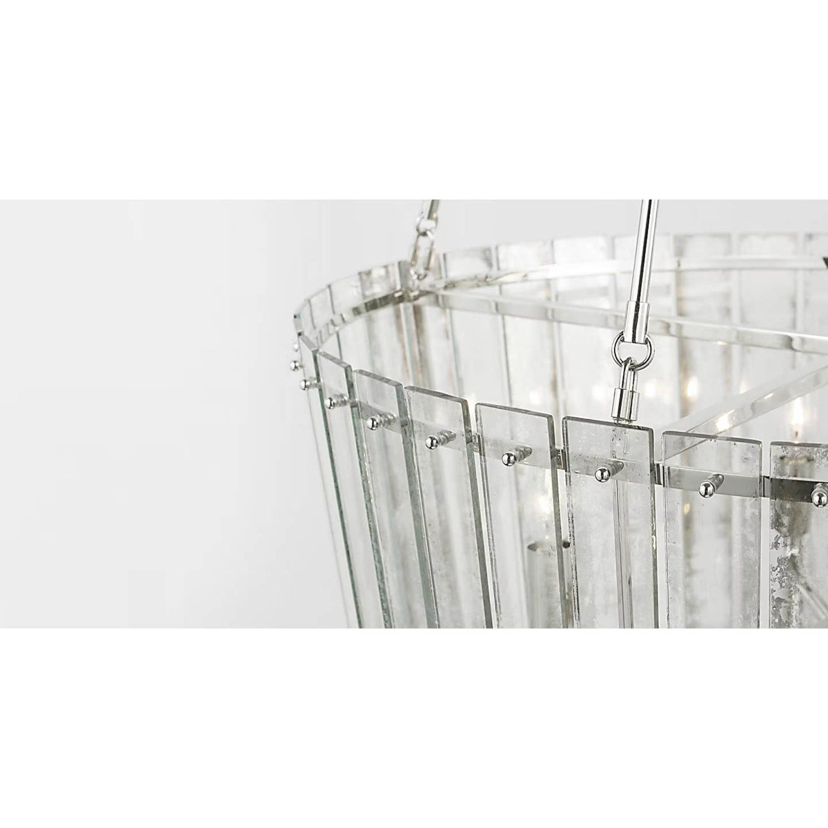 Carrier and Company Cadence Large Waterfall Chandelier in Polished Nickel with Antique Mirror W30.75"