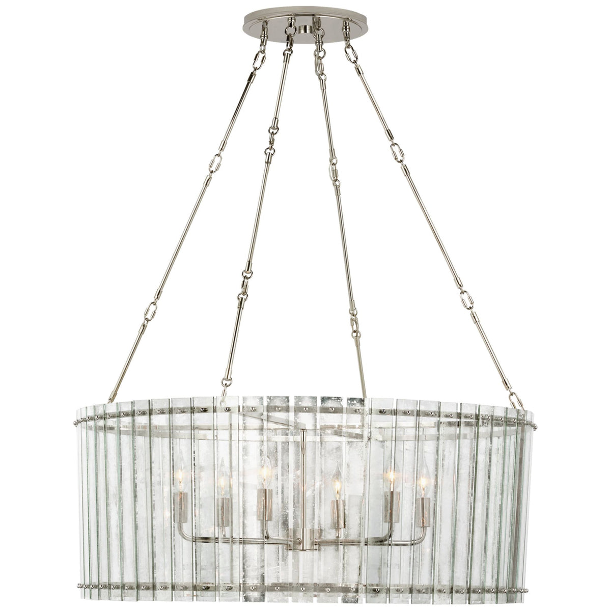 Carrier and Company Cadence Large Chandelier in Polished Nickel with Antique Mirror W36.5"