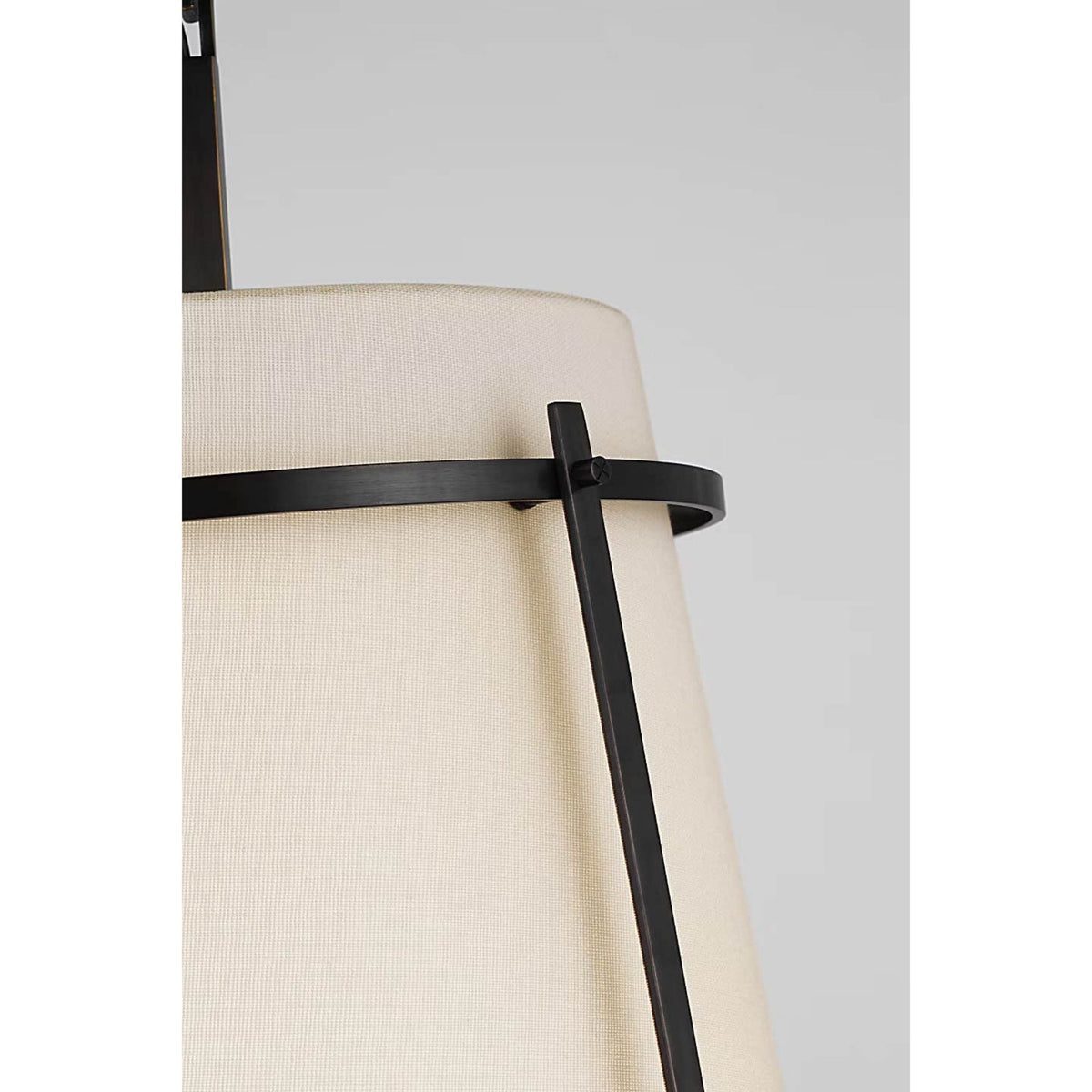 Carrier and Company Callaway Medium Hanging Shade in Bronze with Linen Shade and Frosted Acrylic Diffuser W14.5" x H23.5"