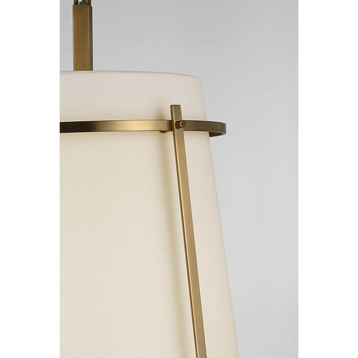 Carrier and Company Callaway Medium Hanging Shade in Hand-Rubbed Antique Brass with Linen Shade and Frosted Acrylic Diffuser W14.5" x H23.5"