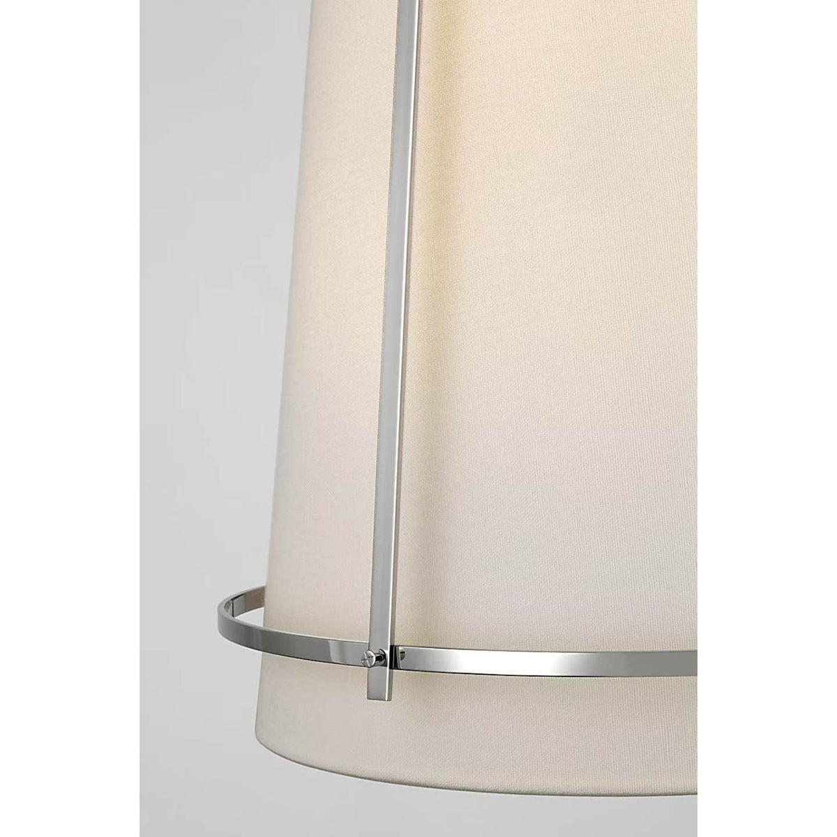 Carrier and Company Callaway Medium Hanging Shade in Polished Nickel with Linen Shade and Frosted Acrylic Diffuser W14.5" x H23.5"