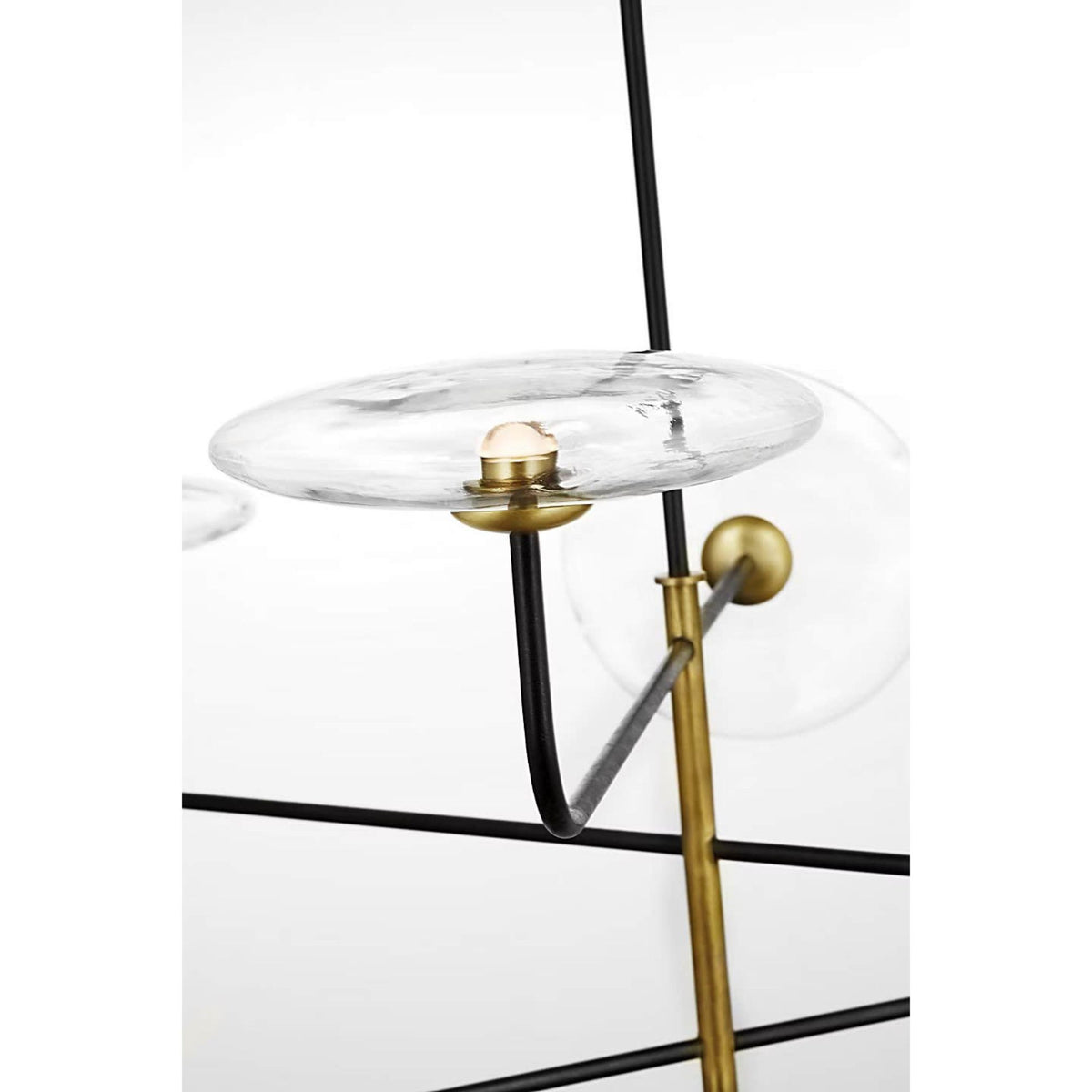Ian K. Fowler Calvino Large Arched Chandelier in Aged Iron and Hand-Rubbed Antique Brass with Clear Glass W32.25"