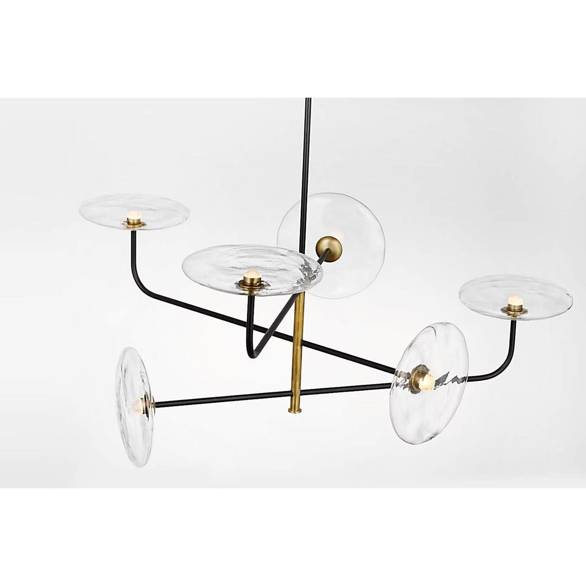 Ian K. Fowler Calvino Large Arched Chandelier in Aged Iron and Hand-Rubbed Antique Brass with Clear Glass W32.25"