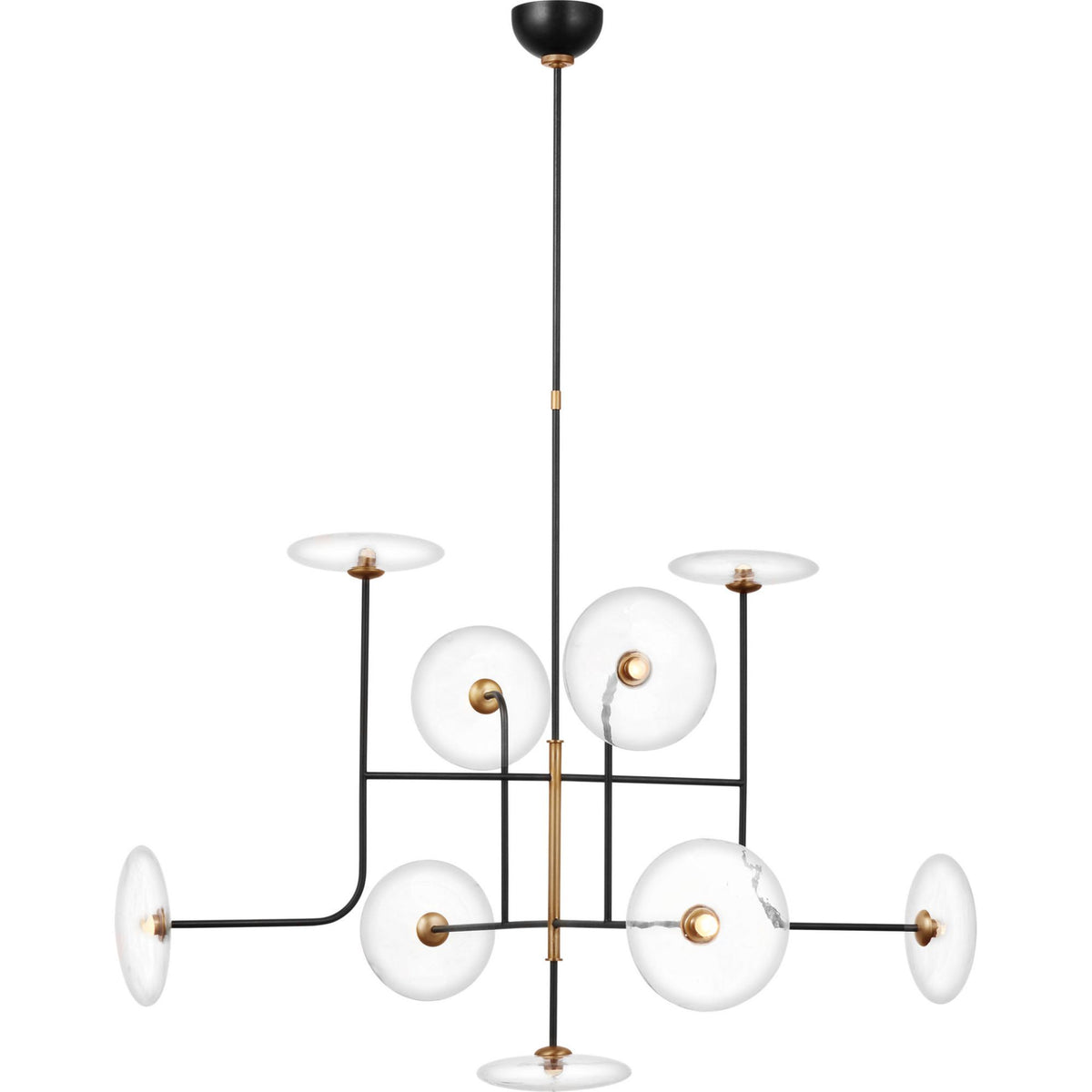 Ian K. Fowler Calvino X-Large Arched Chandelier in Aged Iron and Hand-Rubbed Antique Brass with Clear Glass W42"