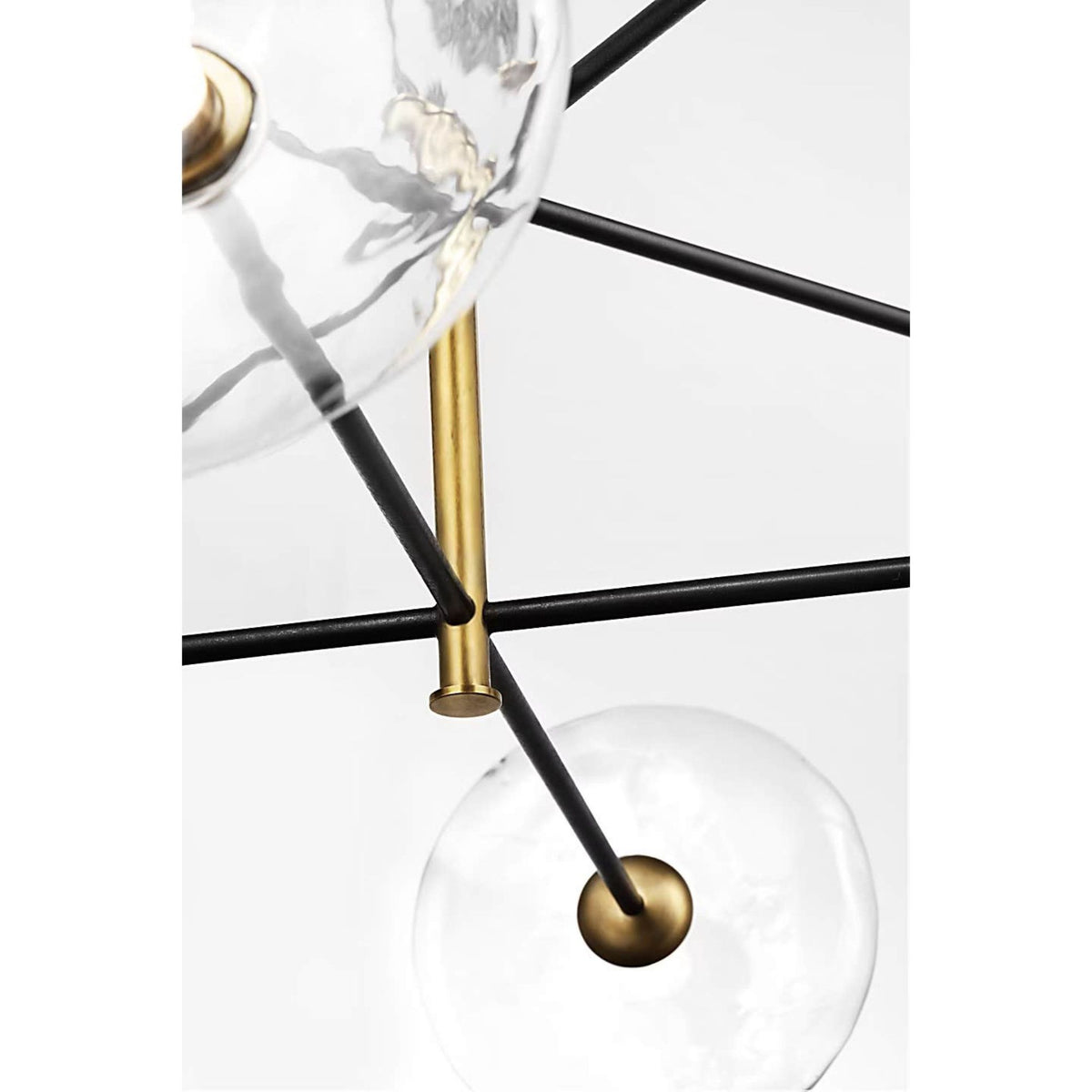 Ian K. Fowler Calvino X-Large Radial Chandelier in Aged Iron and Hand-Rubbed Antique Brass with Clear Glass W42"