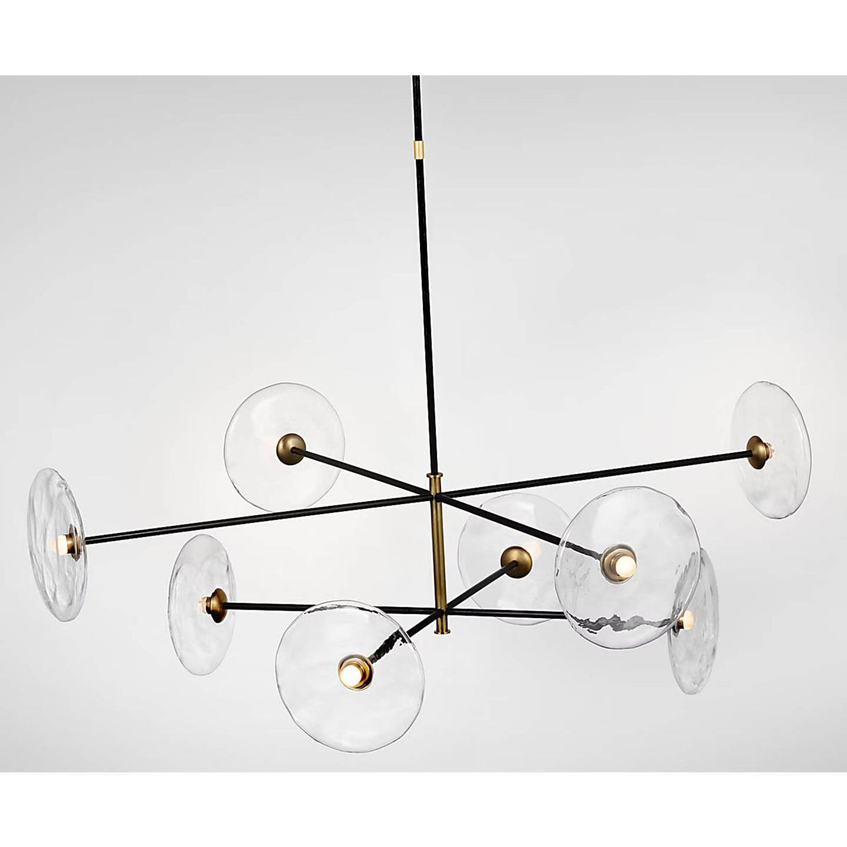 Ian K. Fowler Calvino X-Large Radial Chandelier in Aged Iron and Hand-Rubbed Antique Brass with Clear Glass W42"