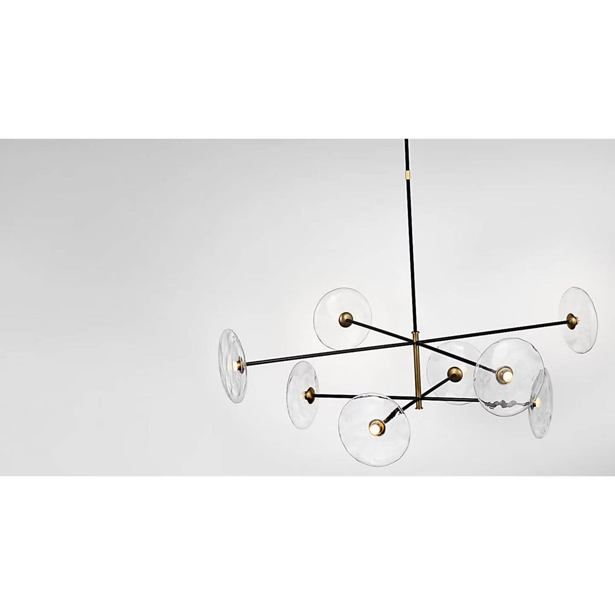 Ian K. Fowler Calvino X-Large Radial Chandelier in Aged Iron and Hand-Rubbed Antique Brass with Clear Glass W42"