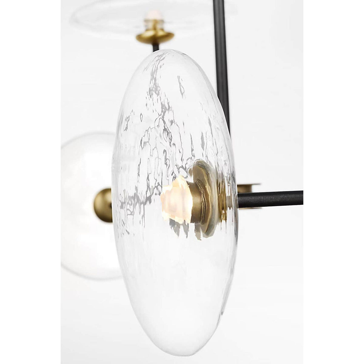 Ian K. Fowler Calvino Large Linear Chandelier in Aged Iron and Hand-Rubbed Antique Brass with Clear Glass W18" x 54"