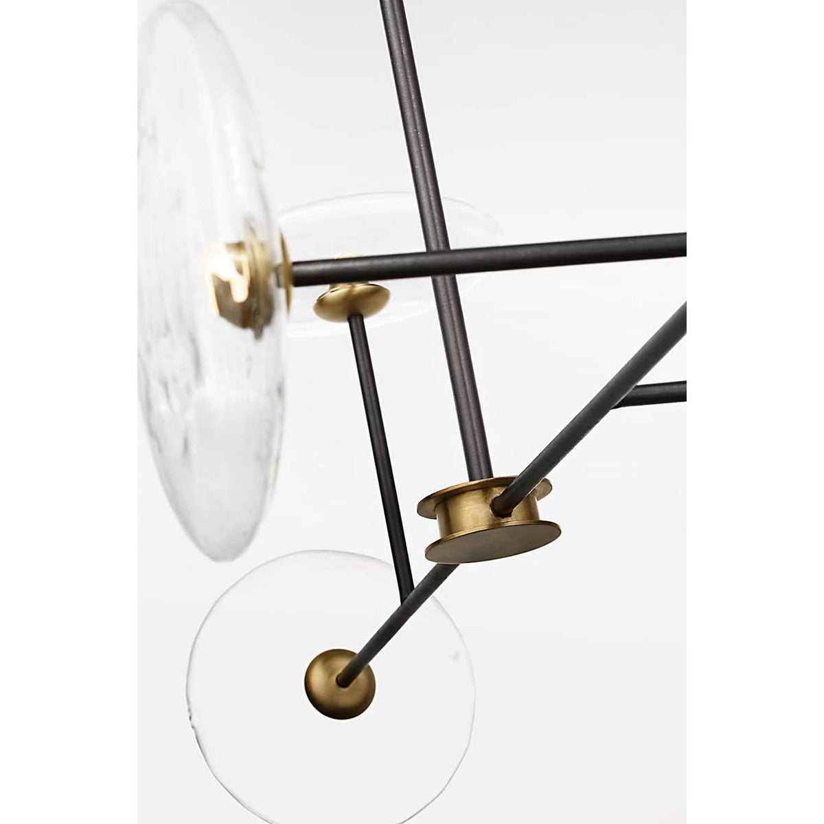 Ian K. Fowler Calvino Large Linear Chandelier in Aged Iron and Hand-Rubbed Antique Brass with Clear Glass W18" x 54"