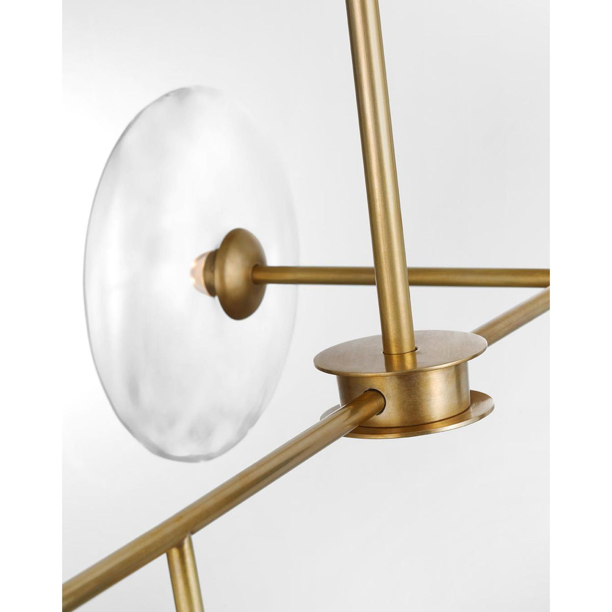 Ian K. Fowler Calvino Large Linear Chandelier in Hand-Rubbed Antique Brass with Clear Glass W18" x 54"