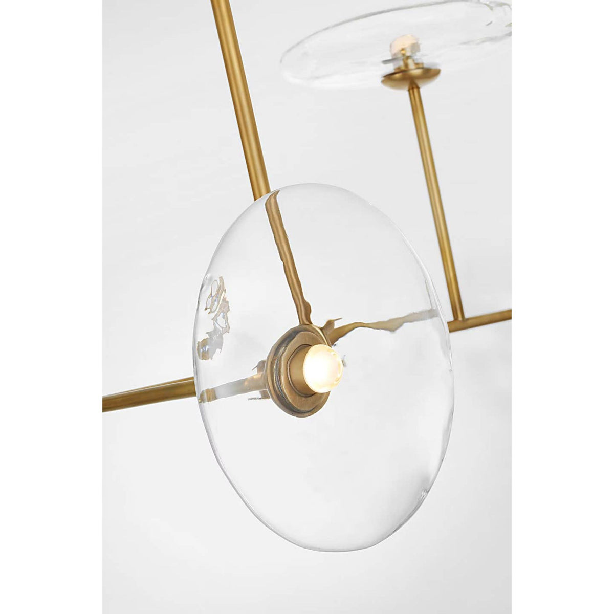 Ian K. Fowler Calvino Large Linear Chandelier in Hand-Rubbed Antique Brass with Clear Glass W18" x 54"