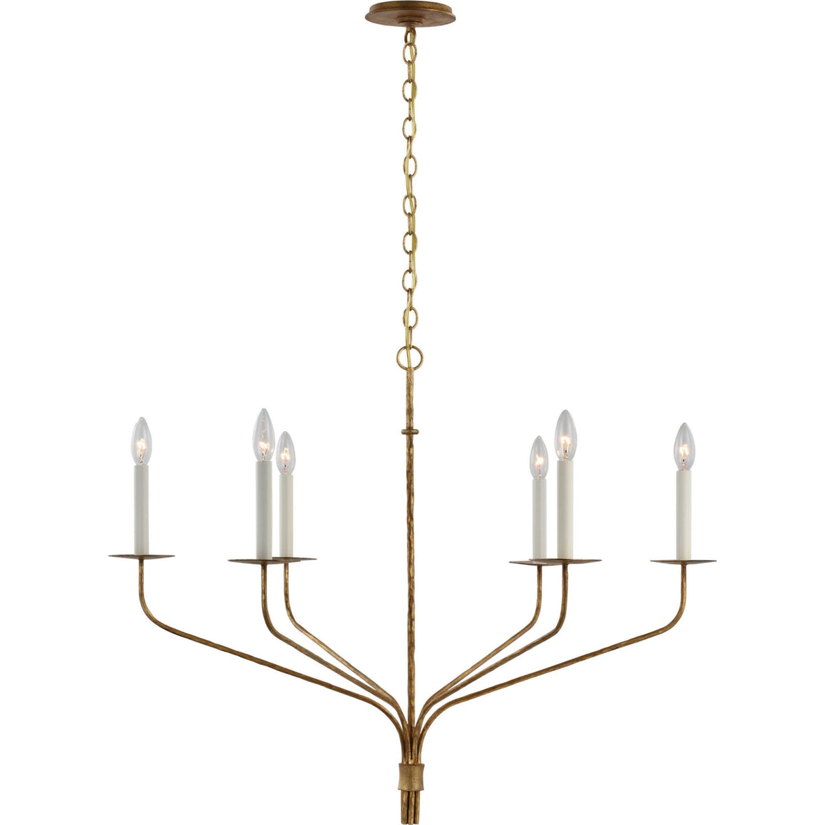 Ian K. Fowler Belfair Large Chandelier in Gilded Iron W36.25" x H28"