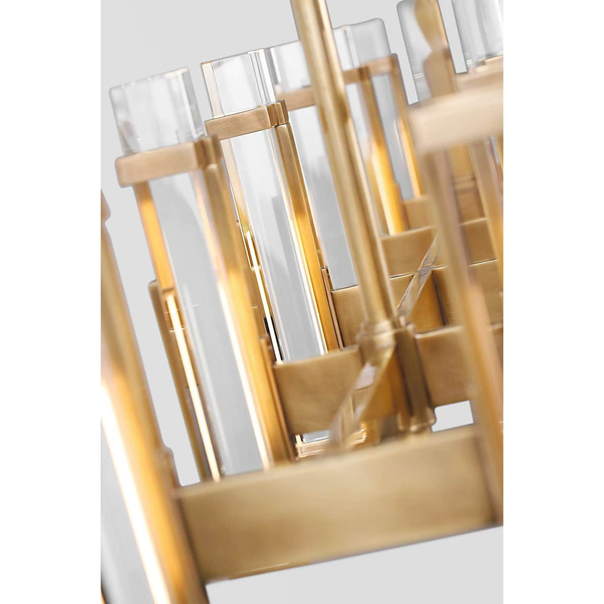 Ian K. Fowler Malik Large Linear Chandelier in Hand-Rubbed Antique Brass with Crystal W10.25" x 54.75"