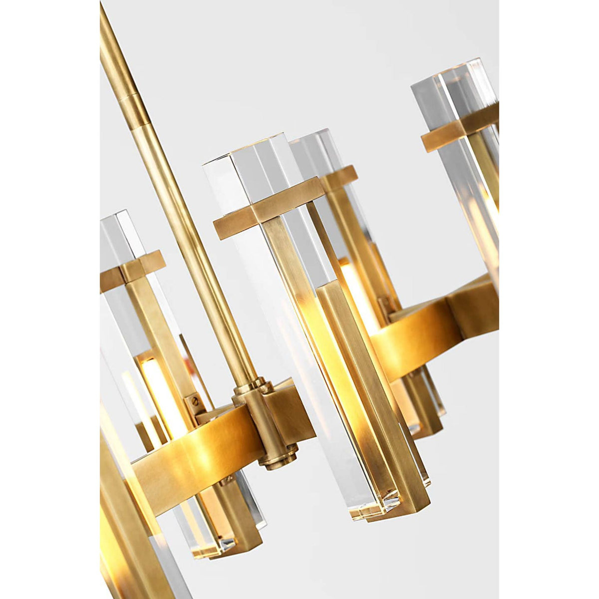 Ian K. Fowler Malik Large Linear Chandelier in Hand-Rubbed Antique Brass with Crystal W10.25" x 54.75"