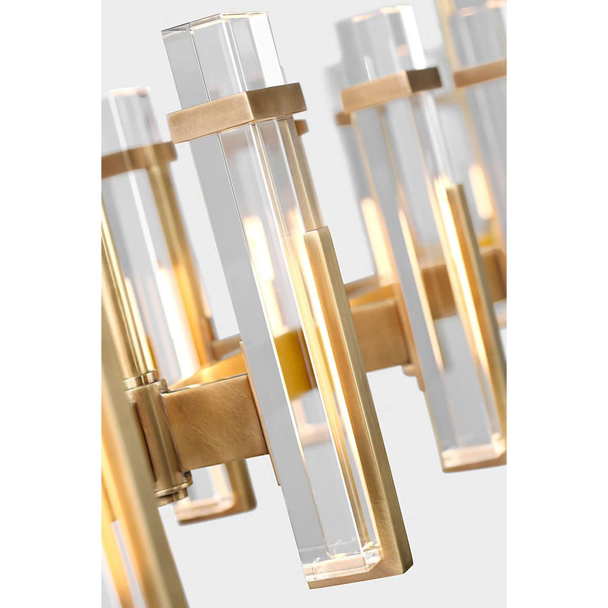 Ian K. Fowler Malik Large Linear Chandelier in Hand-Rubbed Antique Brass with Crystal W10.25" x 54.75"