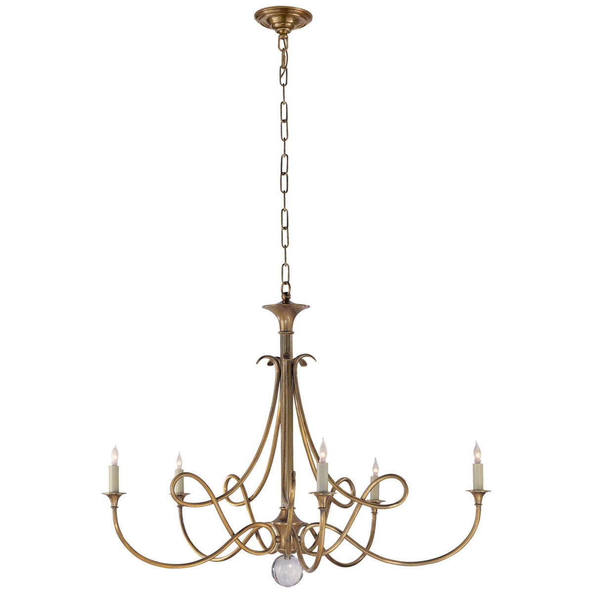Eric Cohler Double Twist Large Chandelier in Hand-Rubbed Antique Brass W36" x H29.75"