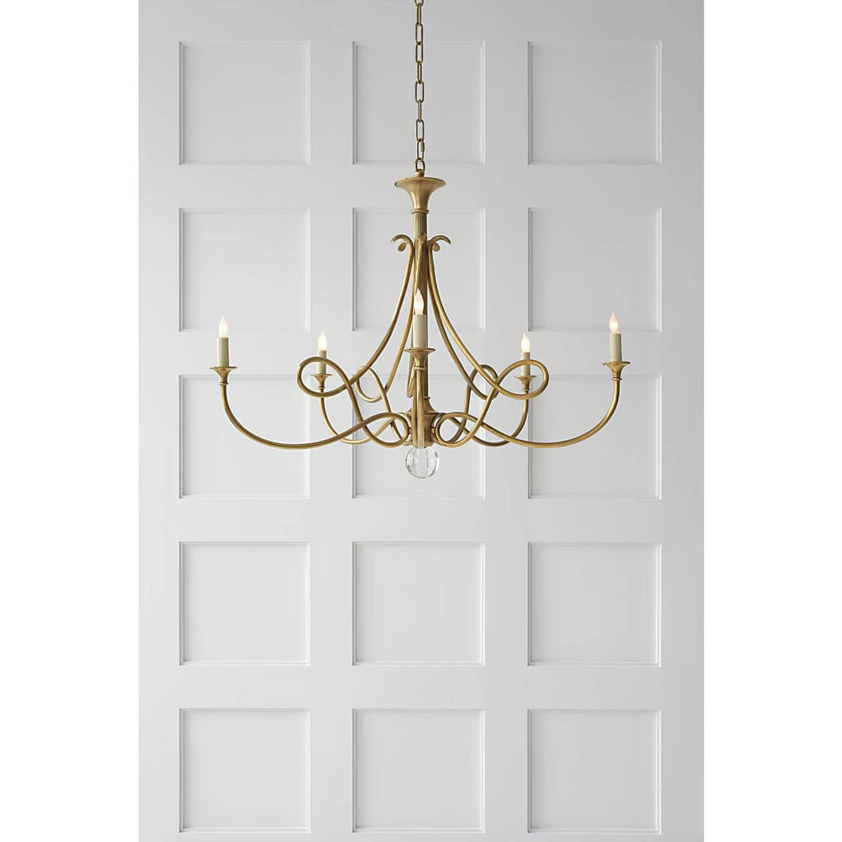 Eric Cohler Double Twist Large Chandelier in Hand-Rubbed Antique Brass W36" x H29.75"