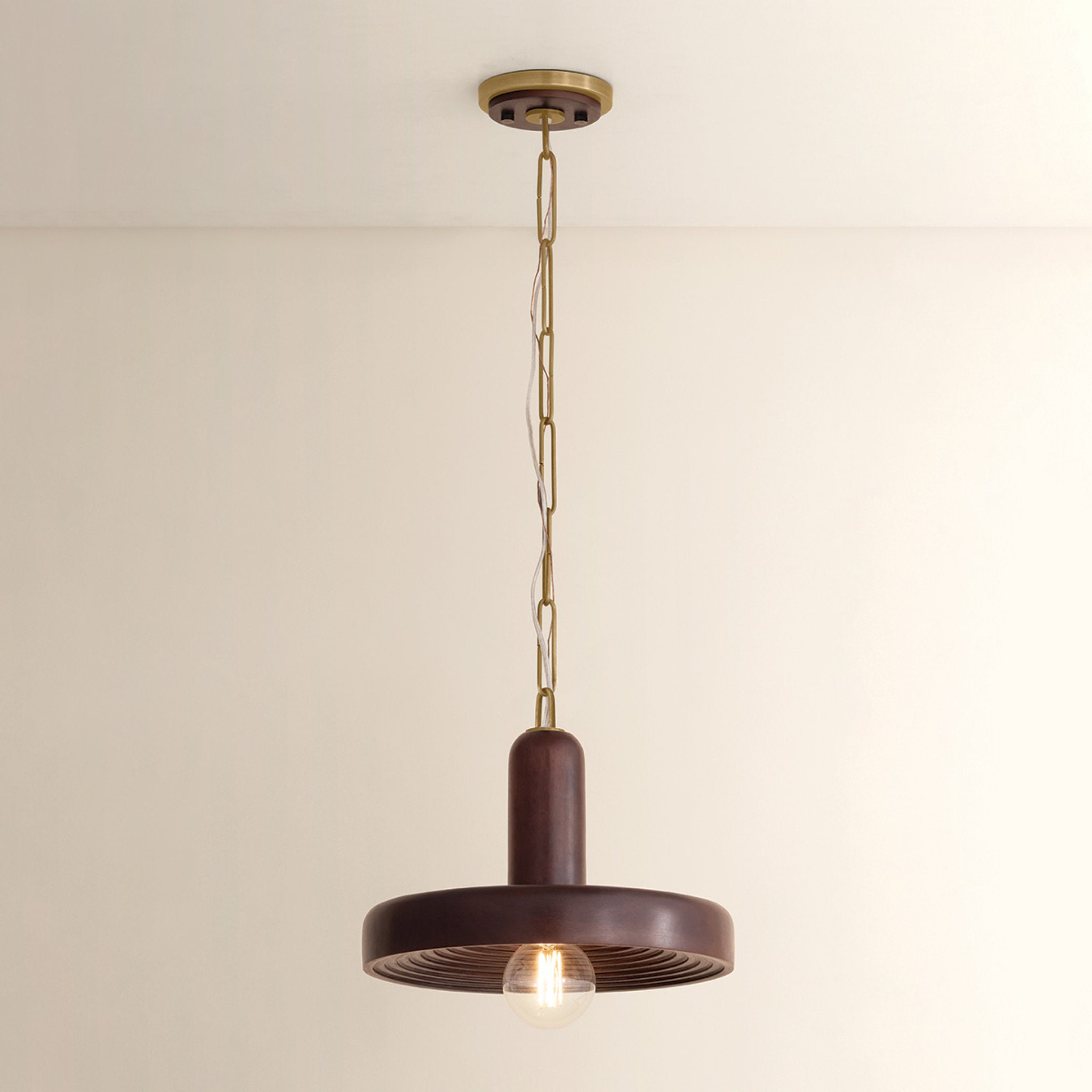 Scheana 1-Light Pendant in Aged Brass 12.5W x 11.5H