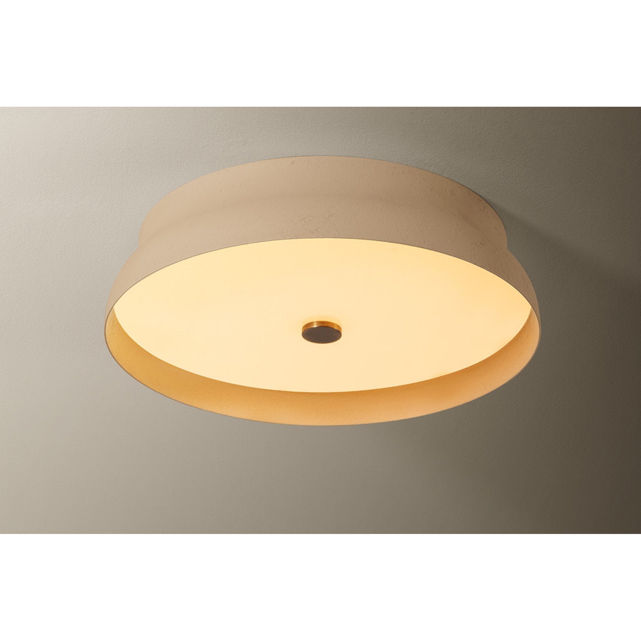 Shore 1-Light Flush Mount in Patina Brass 16W x 4H (Cream Gesso)