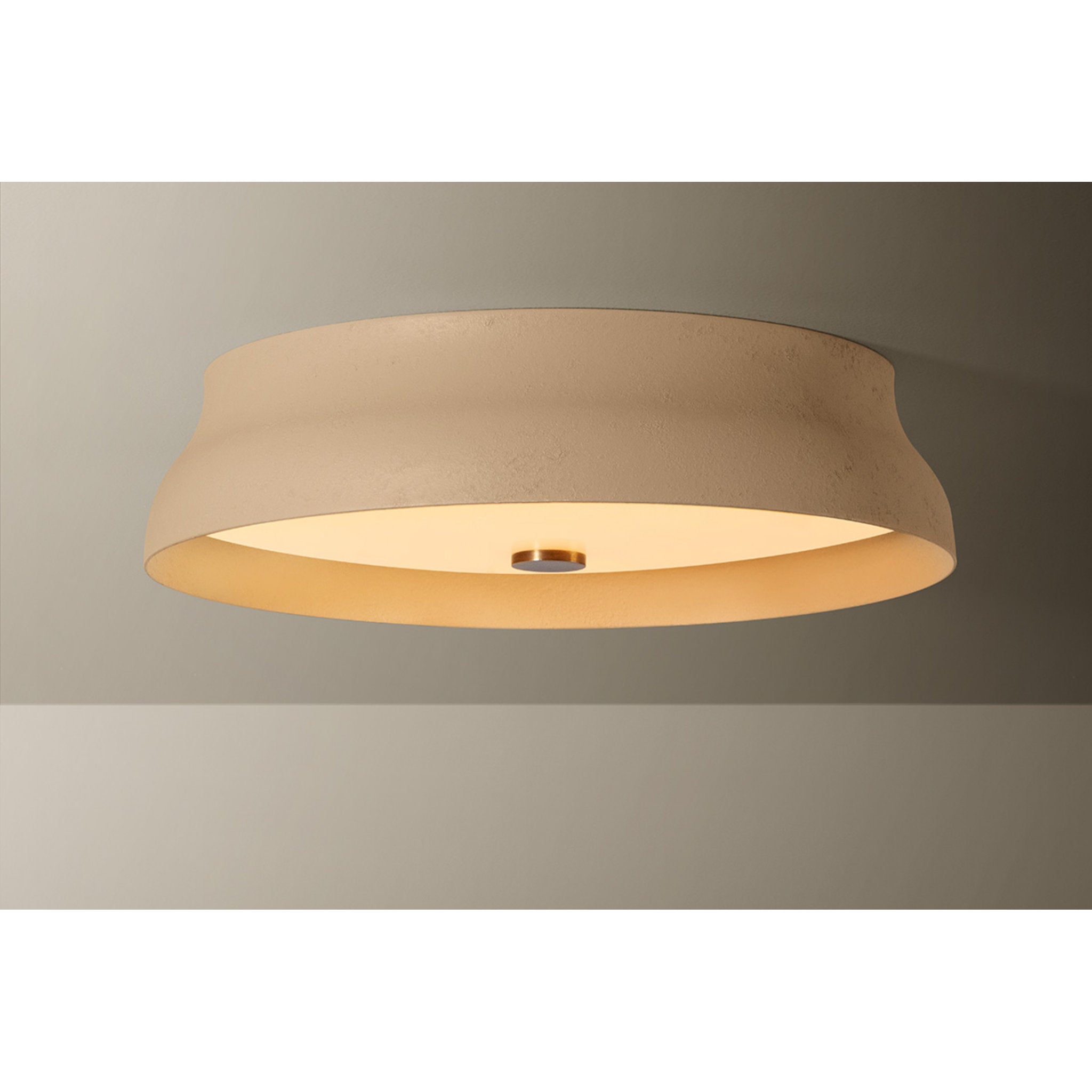 Shore 1-Light Flush Mount in Patina Brass 16W x 4H (Cream Gesso)