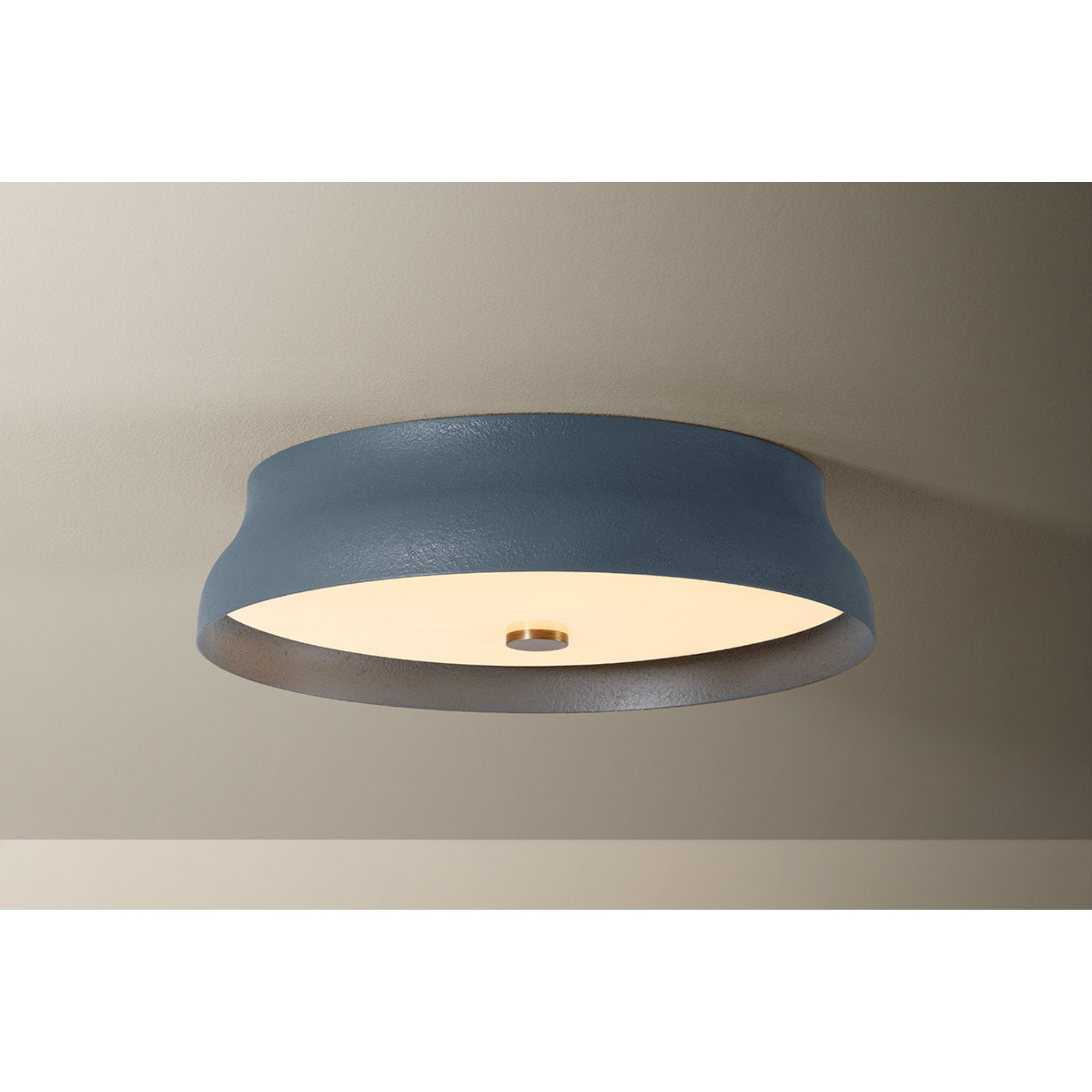 Shore 1-Light Flush Mount in Patina Brass 16W x 4H (Slate Gesso)