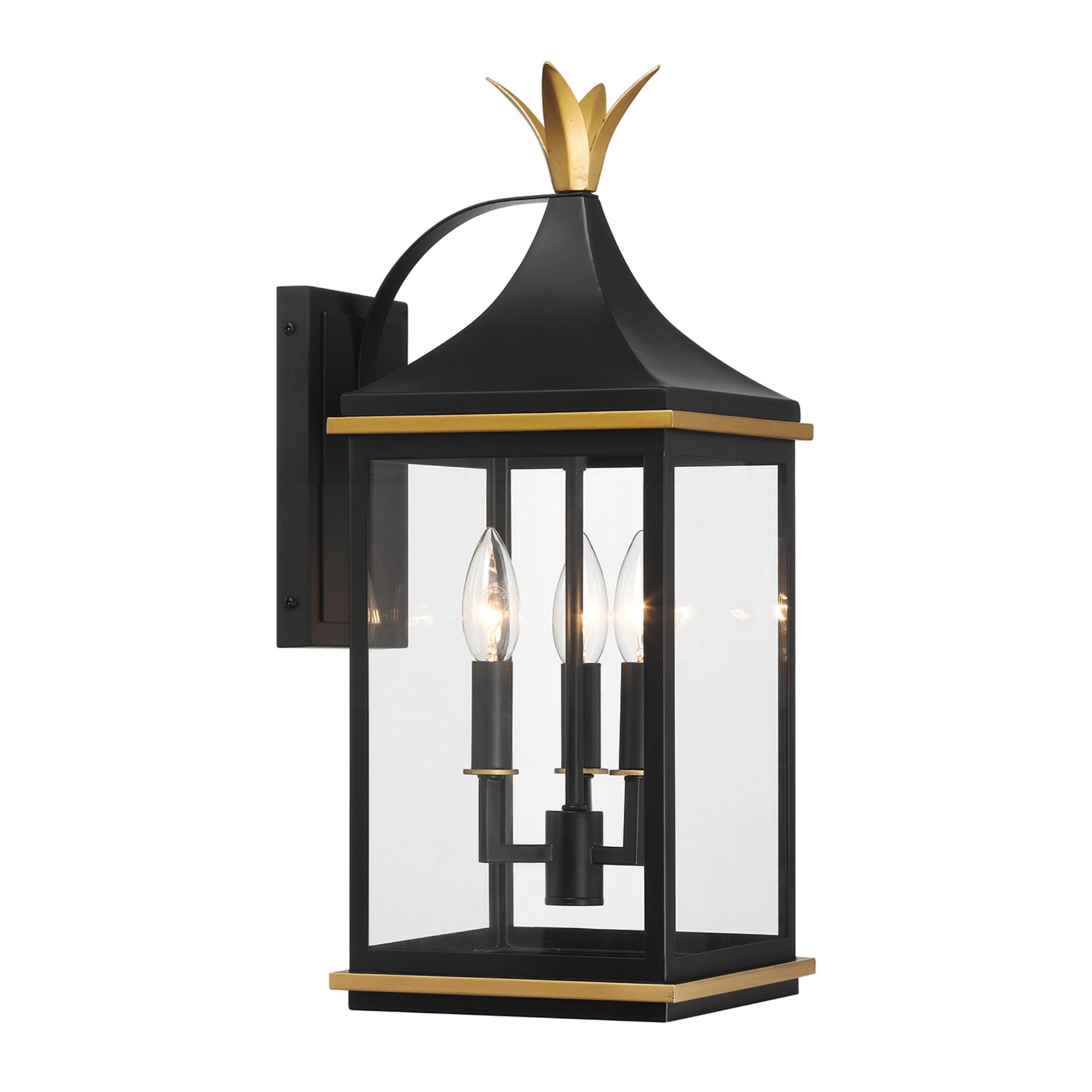 Simpson 8'' Matte Black + Textured Gold Outdoor Sconce Black 8"W x 19.75"H x 10"D