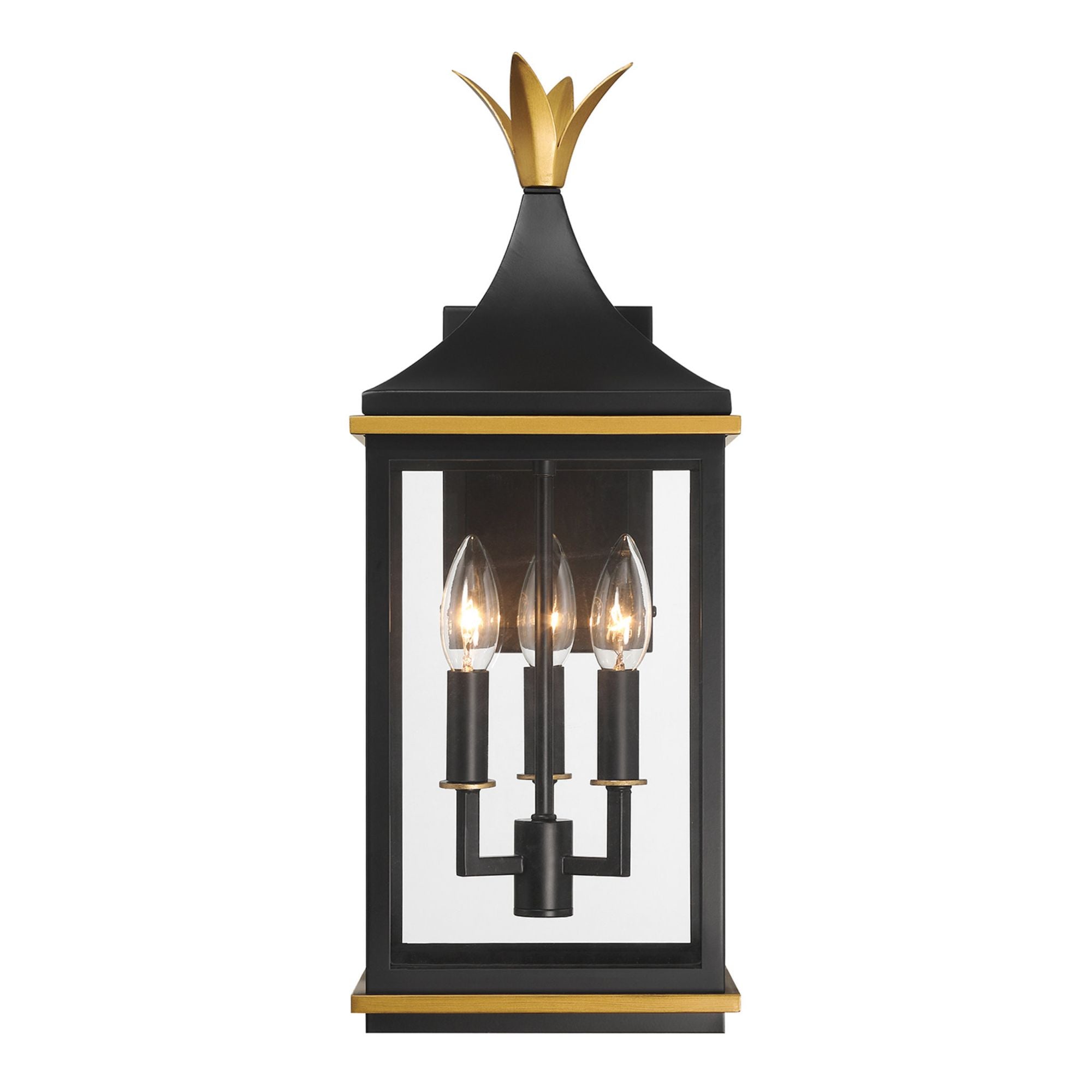 Simpson 8'' Matte Black + Textured Gold Outdoor Sconce Black 8"W x 19.75"H x 10"D