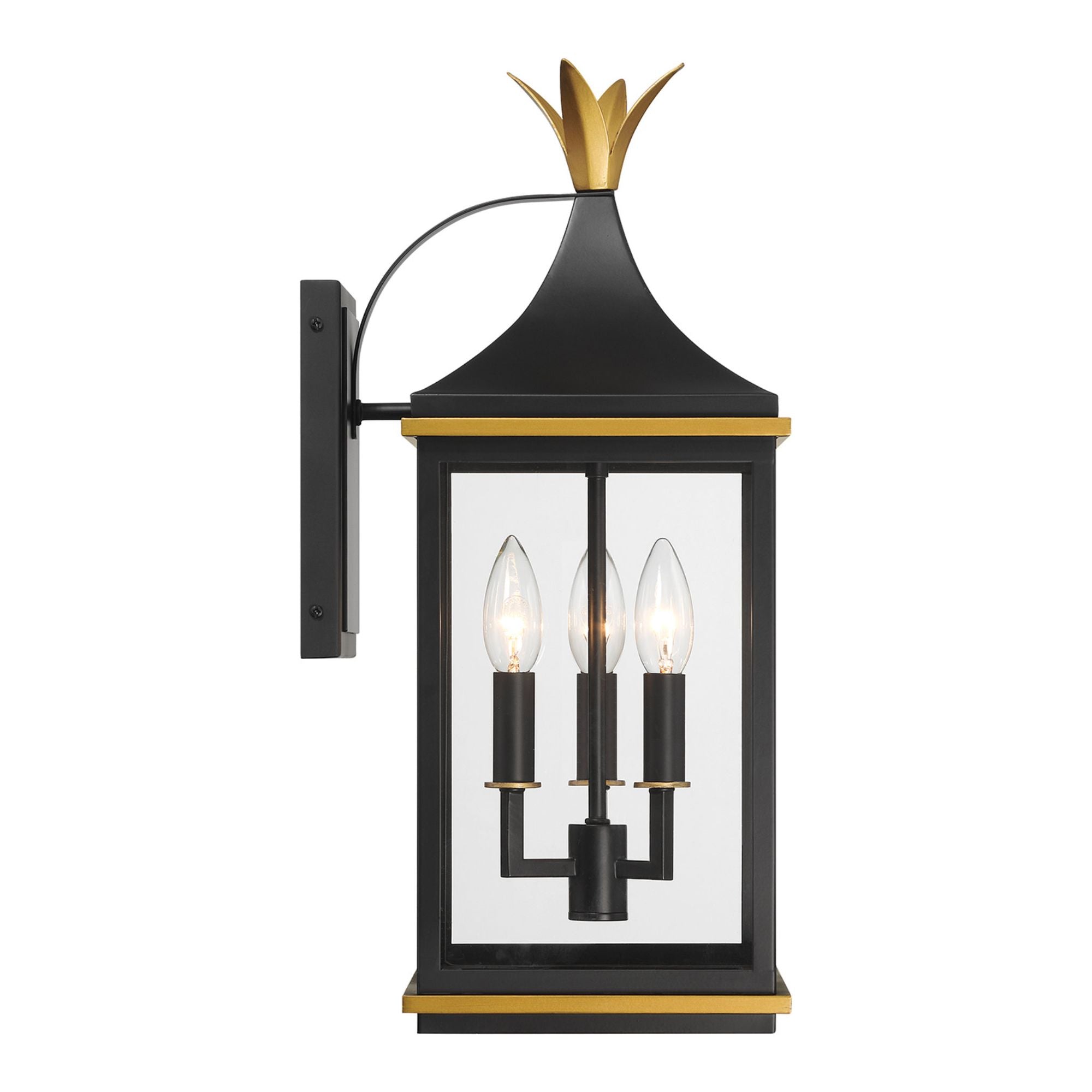 Simpson 8'' Matte Black + Textured Gold Outdoor Sconce Black 8"W x 19.75"H x 10"D