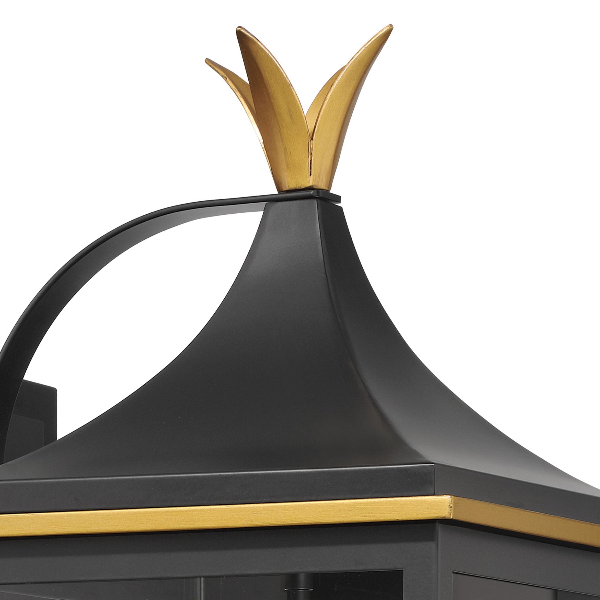 Simpson 3 Light Matte Black + Textured Gold Outdoor Sconce Clear Glass 10"W x 25"H x 12.5"D