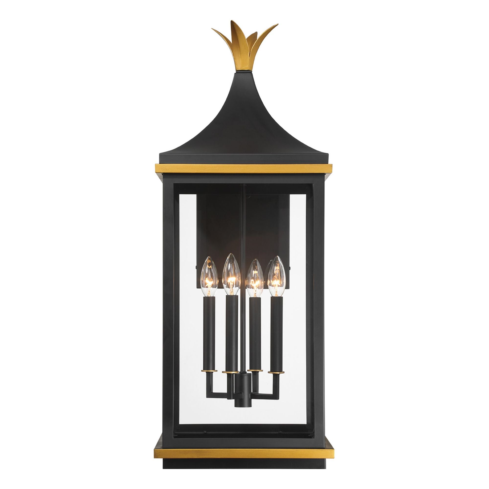 Simpson 12.25'' Matte Black + Textured Gold Outdoor Sconce Black 12.25"W x 31.5"H x 14.25"D