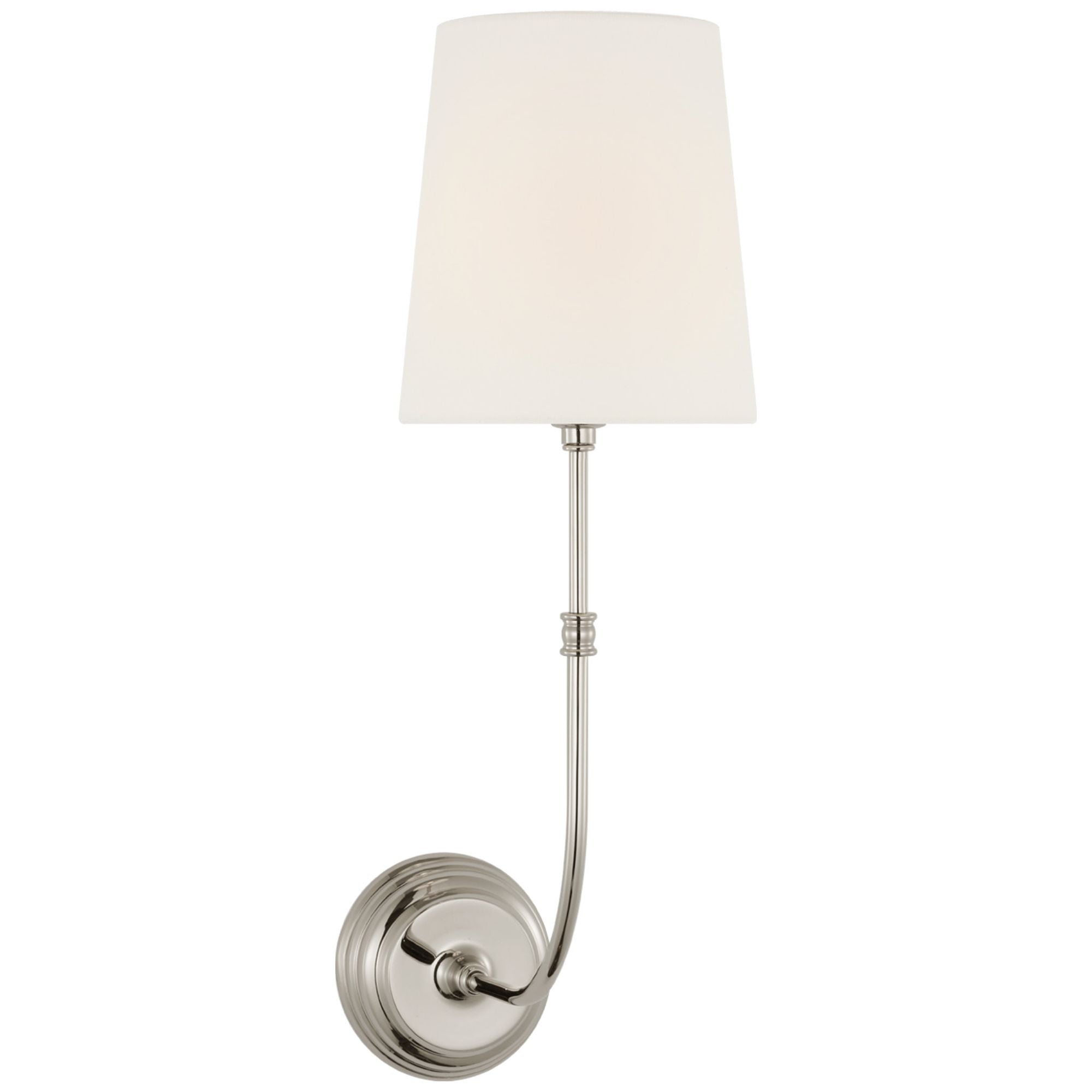 Suzanne Kasler Wyatt 20" Sconce in Polished Nickel with Linen Shade Wall Light W6.25" x H20"