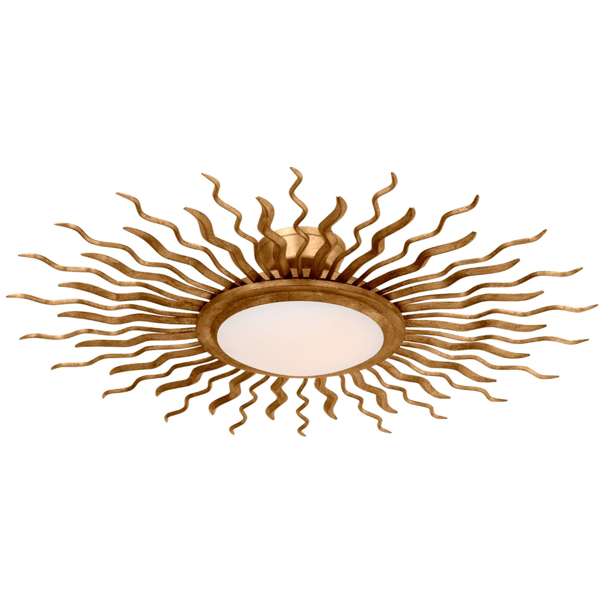Suzanne Kasler Re 31" Semi-Flush Mount in Gilded Iron with White Glass Ceiling Light W30.5" x H6.25"