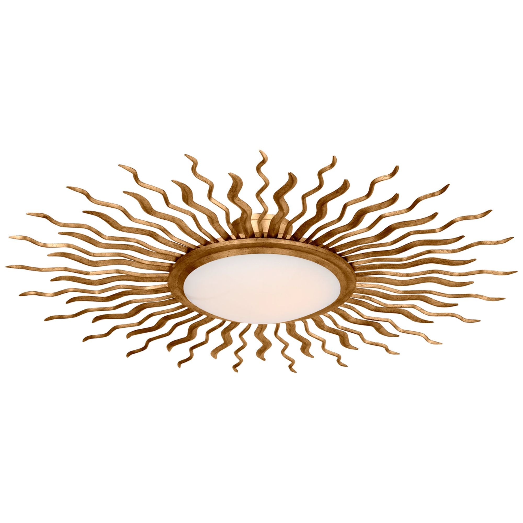 Suzanne Kasler Re 38" Semi-Flush Mount in Gilded Iron with White Glass Ceiling Light W38.25" x H6.75"