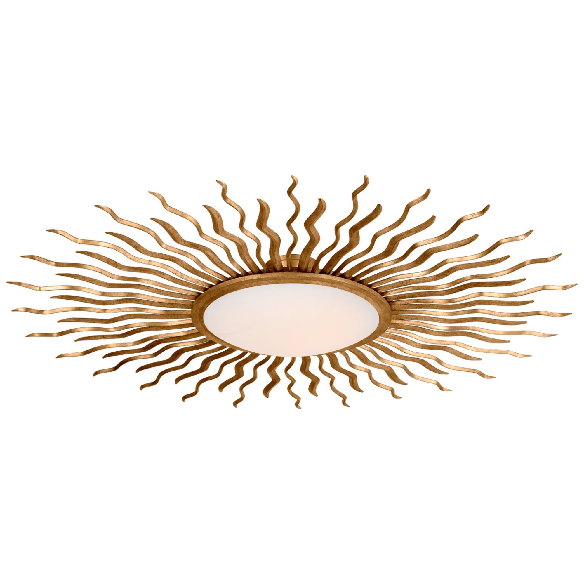 Suzanne Kasler Re 49" Semi-Flush Mount in Gilded Iron with White Glass Ceiling Light W48.75" x H7"