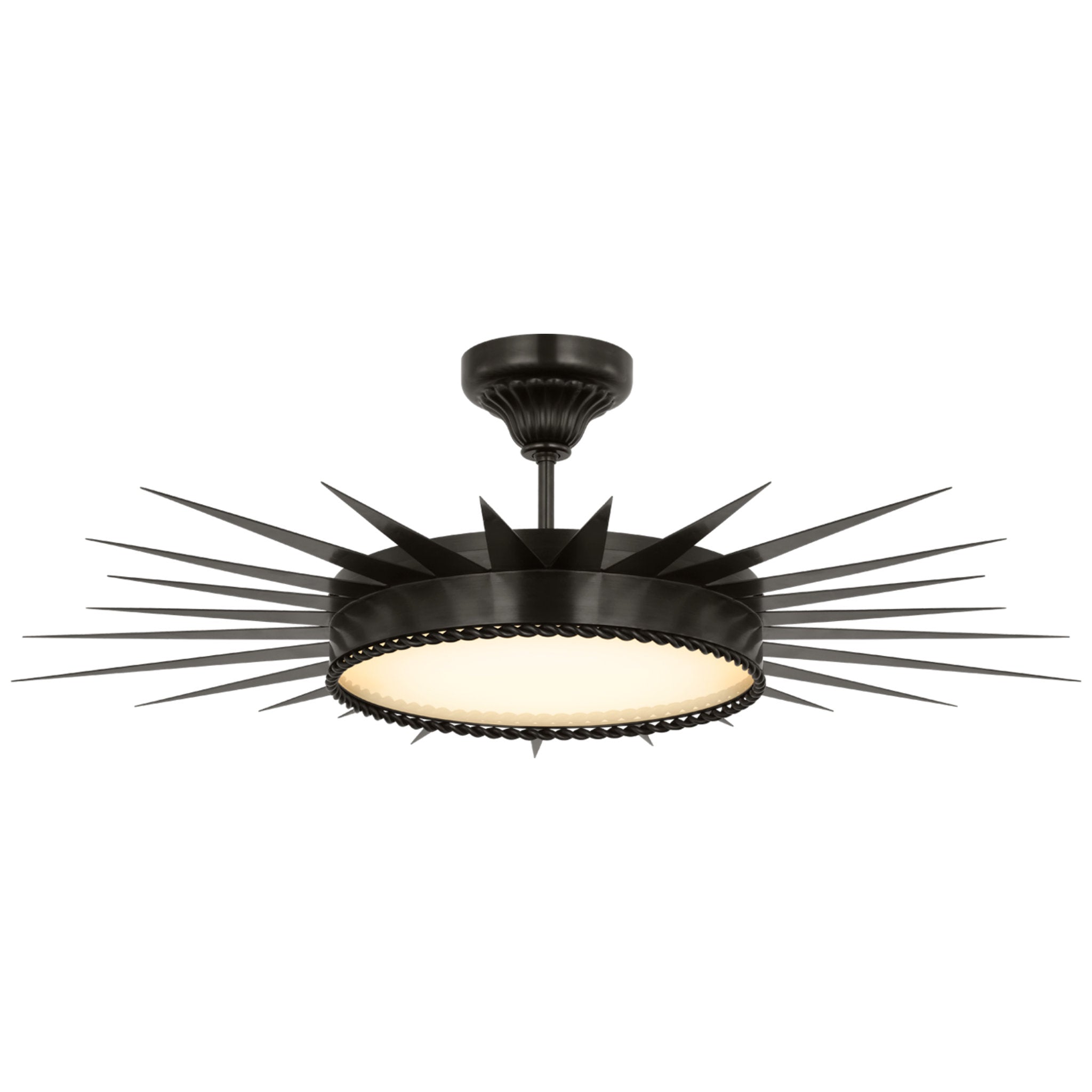 Suzanne Kasler Soleil 36" Semi-Flush Mount in Bronze with White Glass Ceiling Light W34" x H10.25"