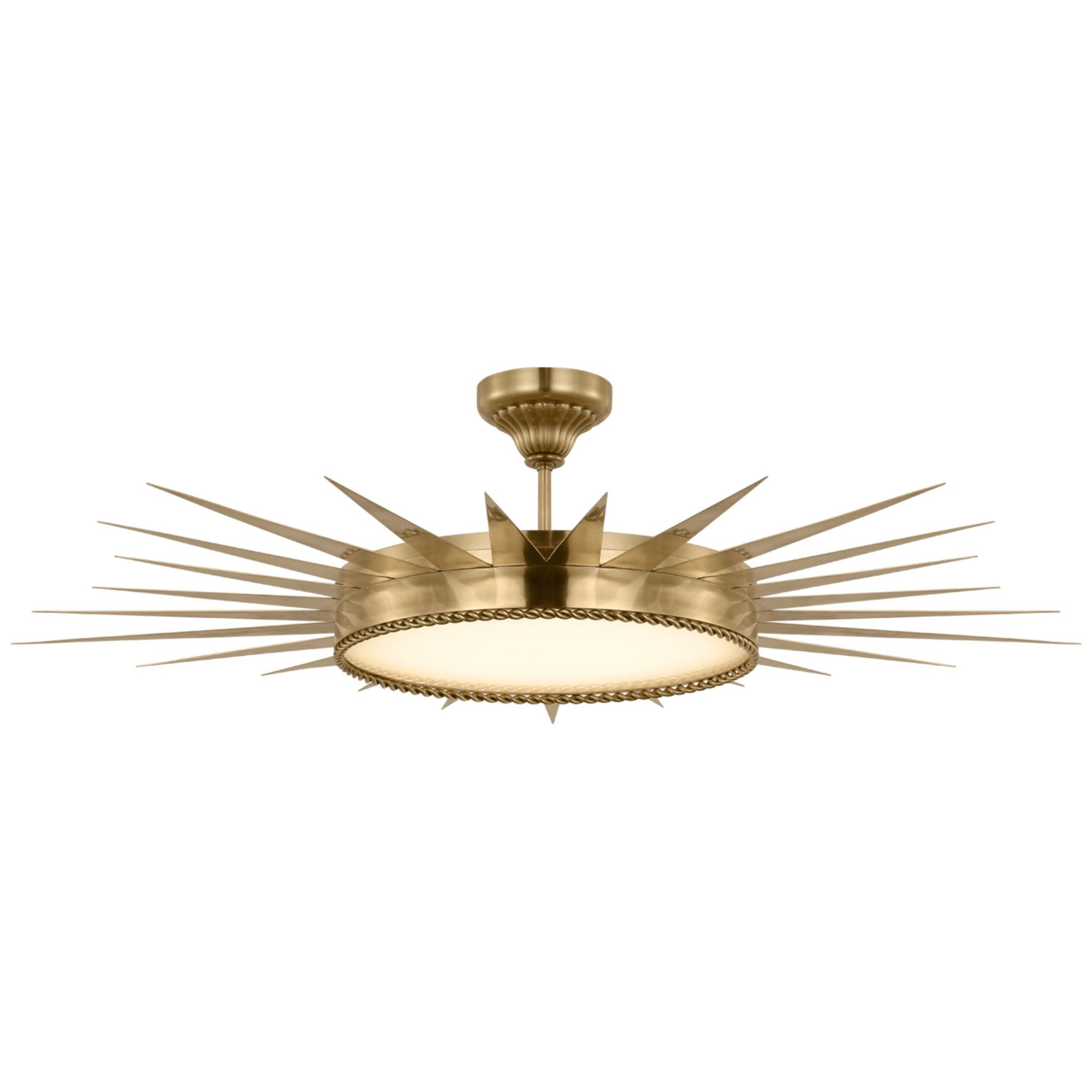 Suzanne Kasler Soleil 45" Semi-Flush Mount in Hand-Rubbed Antique Brass with White Glass Ceiling Light W42.25" x H10.5"